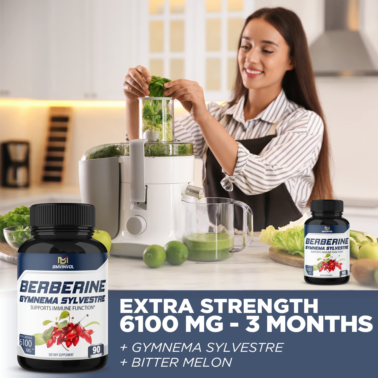 BMVINVOL 5-in-1 Berberine Supplement 6100mg with Ceylon Cinnamon, Gymnema BMVINVOL uk supplements