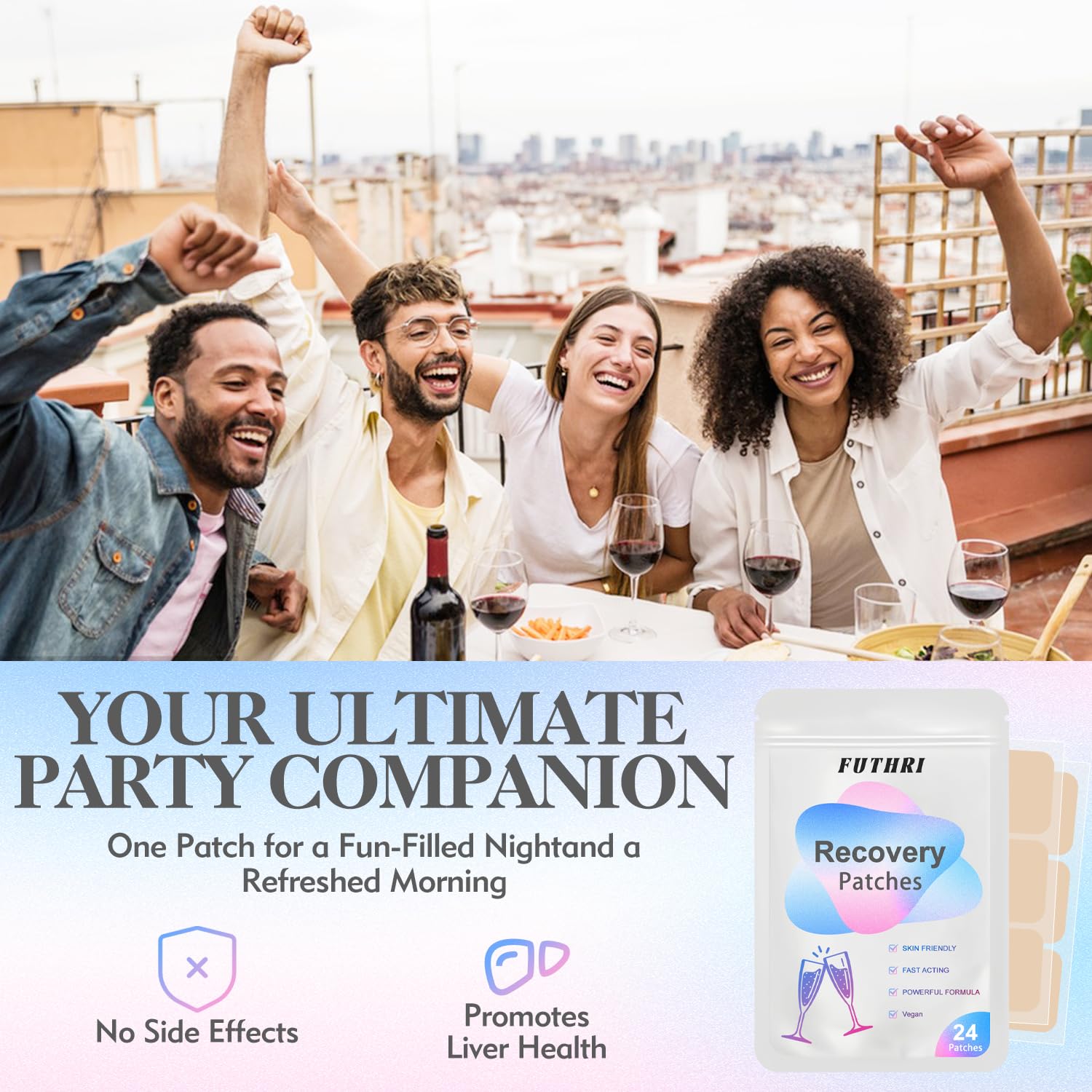 FUTHRI Recovery Patch 24 Pack: Wake Up Refreshed with Natural Ingredients - Waterproof & Skin-Friendly - Pre-Drink Patch for Festivals & Nights Out FUTHRI uk supplements