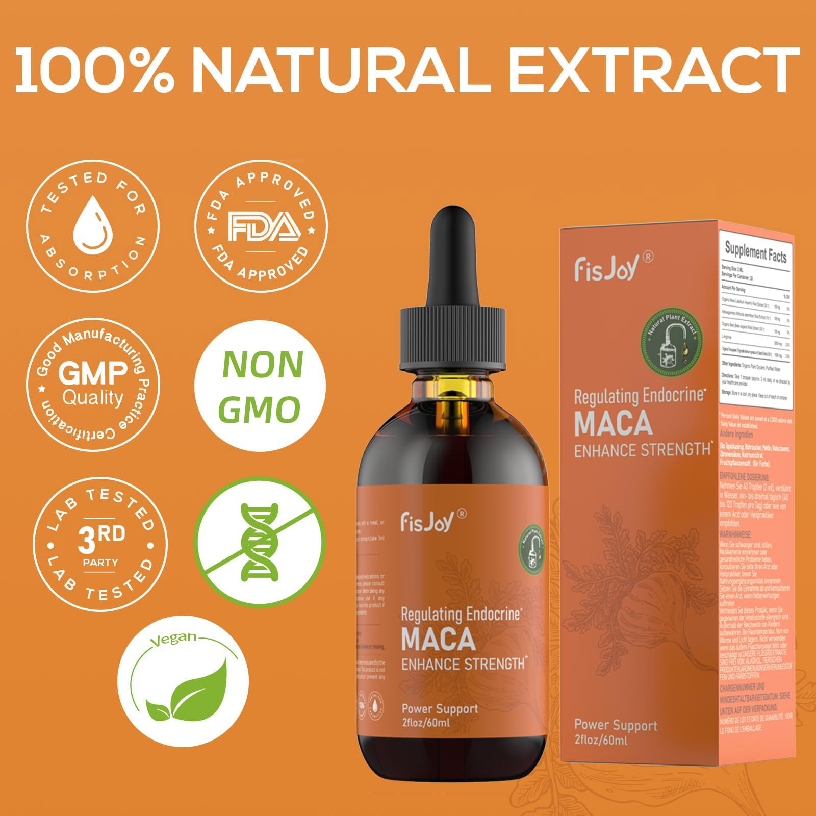Fisjoy Organic Maca Liquid Drops with Ashwagandha & Beet Root – Supports Daily Vitality & Overall Wellness – Non-GMO, Vegan Herbal Supplement, 2 fl oz (60 mL) Fisjoy uk supplements
