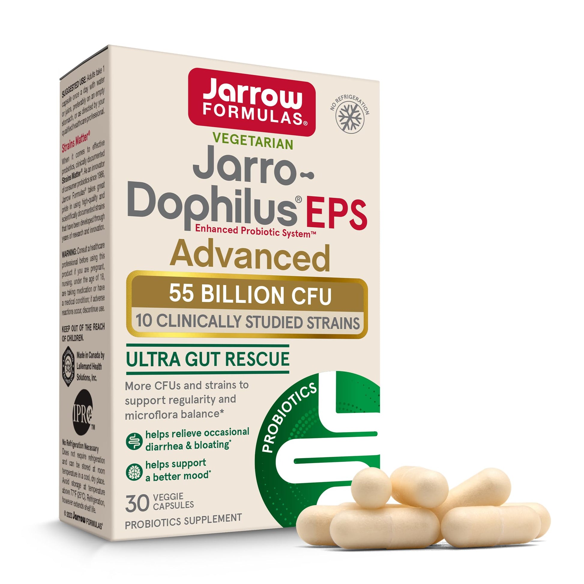 Jarrow Formulas Jarro-Dophilus EPS Advanced, 55 Billion CFU Probiotics, Digestive Support for Adults, 30 Probiotic Supplement Veggie Capsules, Up to 30 Day Supply Jarrow Formulas uk supplements