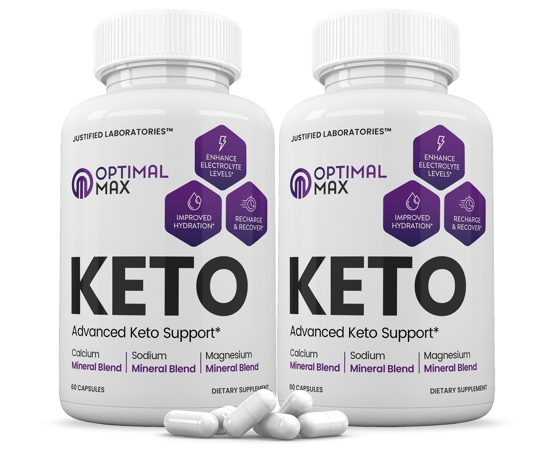 (2 Pack) Optimal Max Keto Pills 1275MG New & Improved Formula Contains Apple Cider Justified Laboratories uk supplements