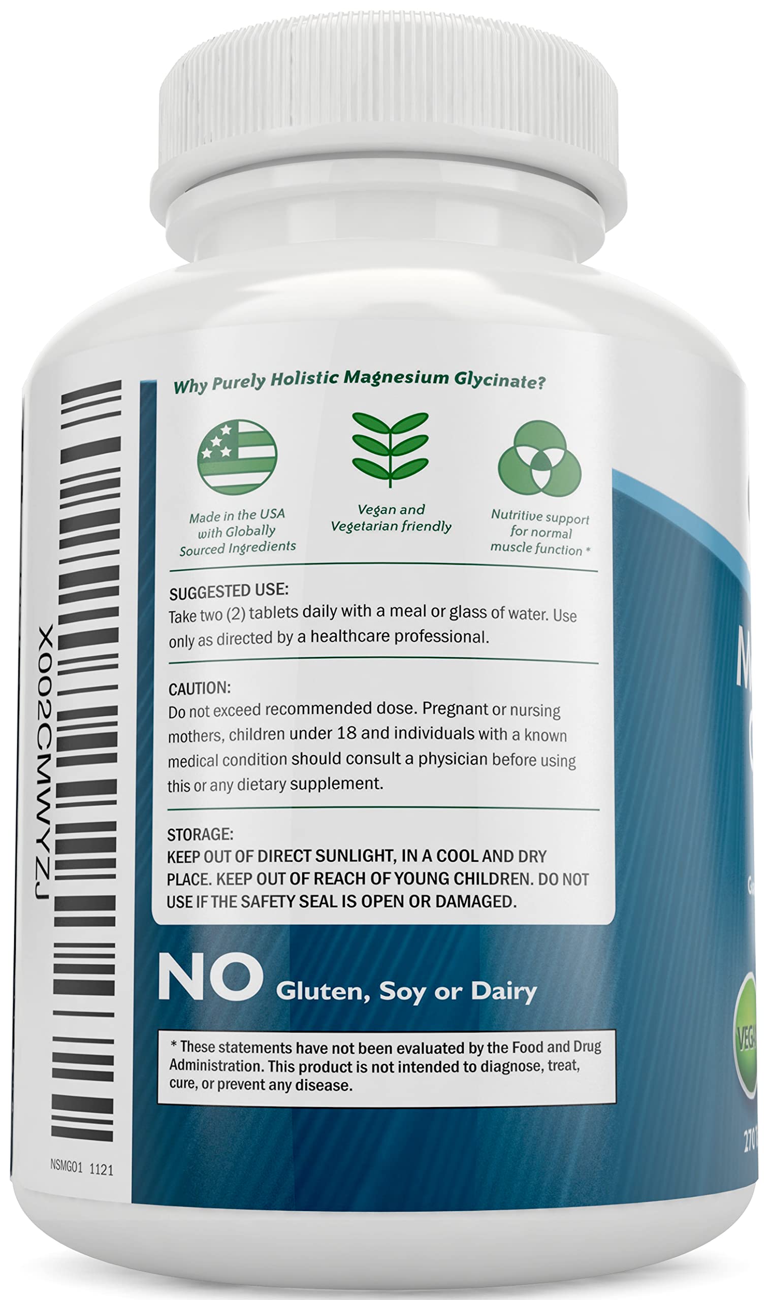 Magnesium Glycinate 400mg - 270 Magnesium Tablets (not Capsules) - 400 mg Elemental Magnesium - Highly Bioavailable - Vegan and Vegetarian - for Improved Sleep, Stress Relief & Cramp Defense Purely Holistic uk supplements
