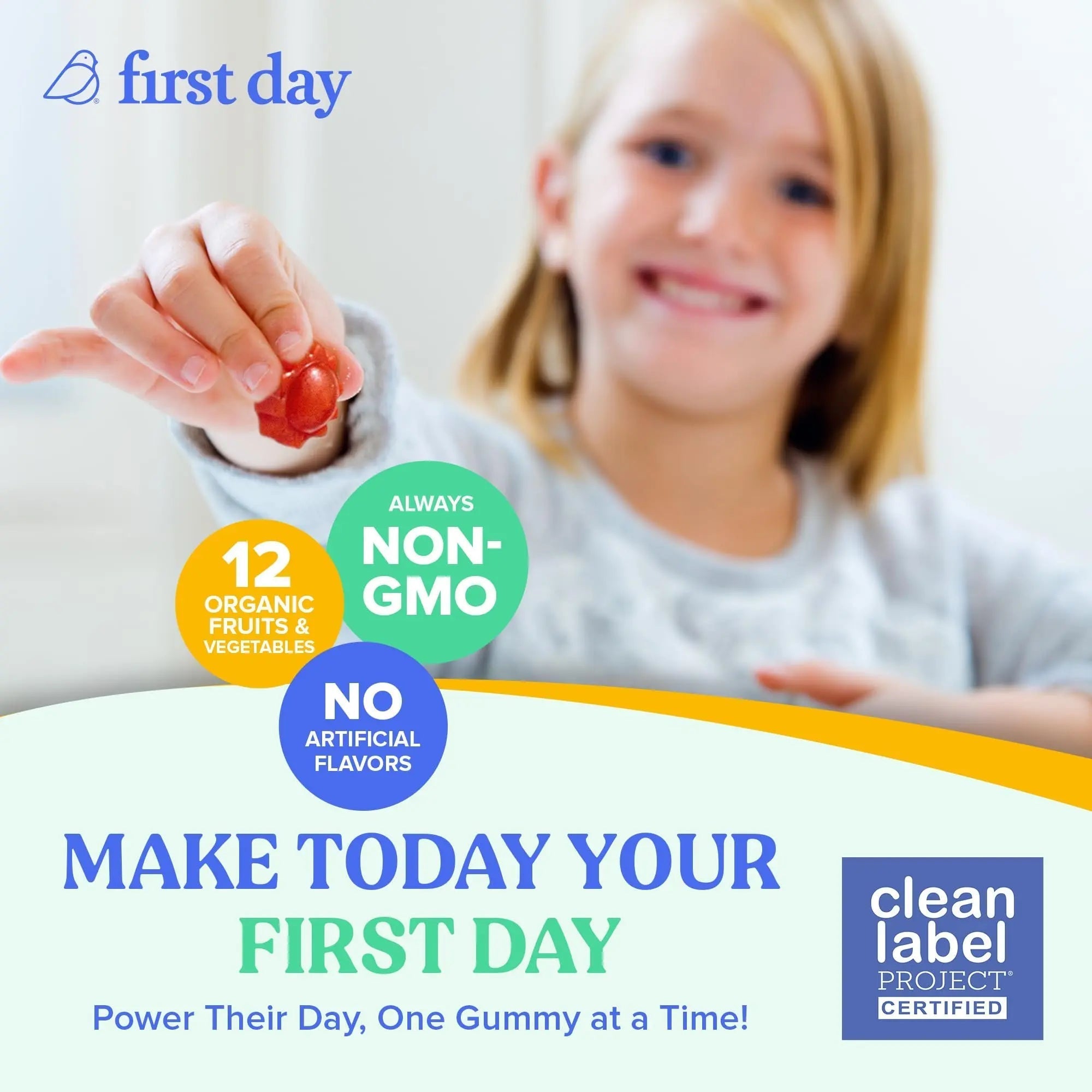 FIRST DAY Toddler Multivitamin Gummies (Ages 2-3)| Kids Multivitamin Gummies with Vitamins A C D3, B2, B12, Choline, Folate and 21 Organic Superfoods| (30 Day Supply) FIRST DAY uk supplements