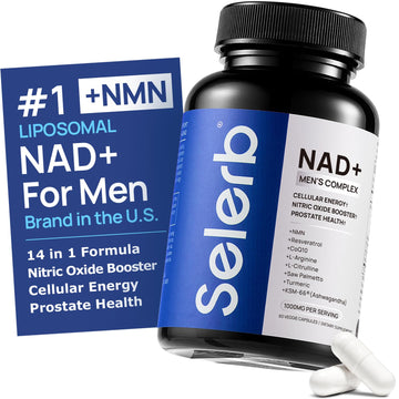 Liposomal NAD Supplement for Men – NMN Supplement Nitric Oxide Prostate Health Supplements with Resveratrol, CoQ10, L Citrulline and Lycopene for Anti-Aging & Cellular Energy Support 60 Capsules Selerb uk supplements
