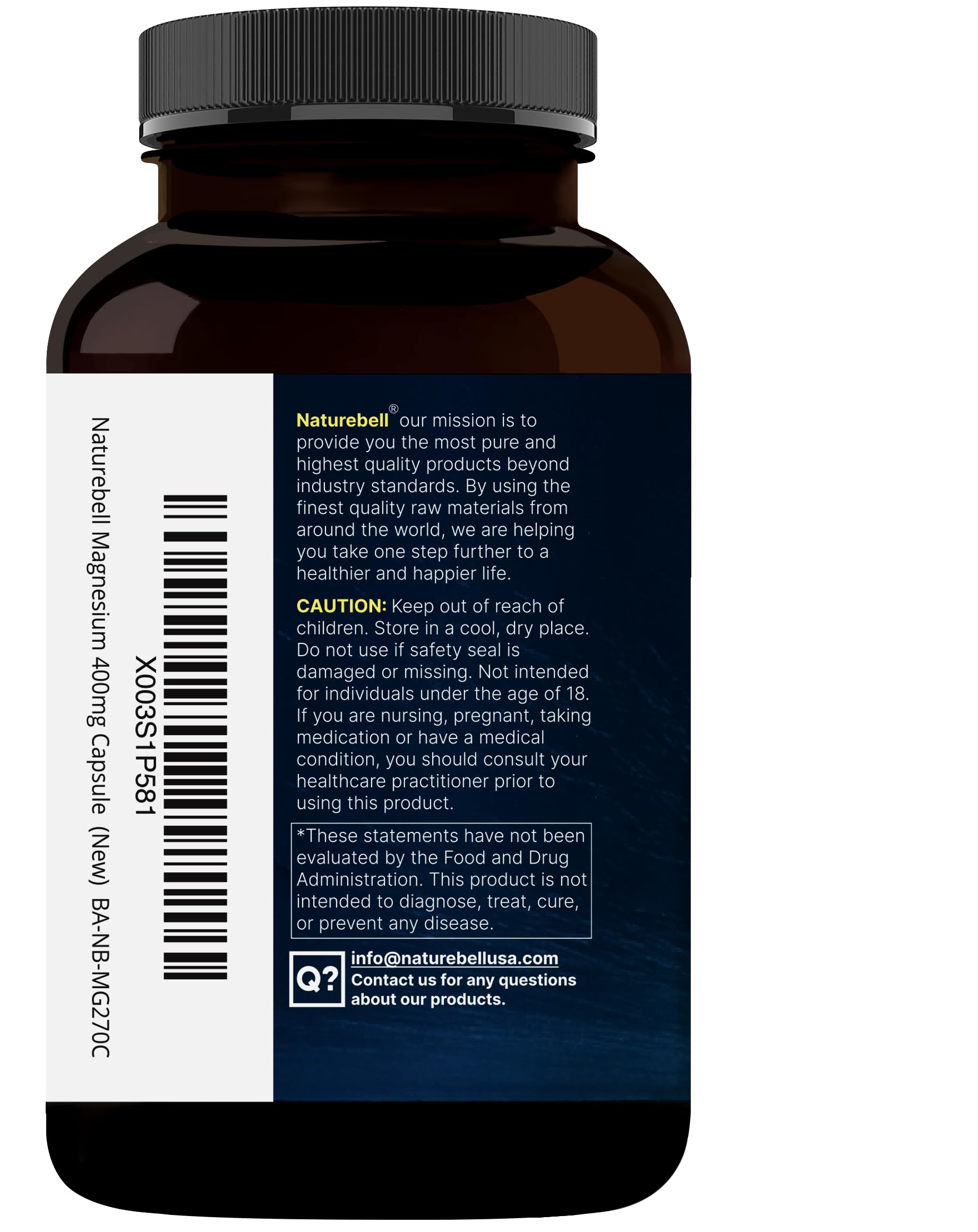 NatureBell Magnesium Glycinate 400mg Elemental, 270 Capsules | 100% Chelated for High Absorption | Supports Muscle, Bone & Heart Health | Non-GMO, Gluten-Free, Vegan NatureBell uk supplements