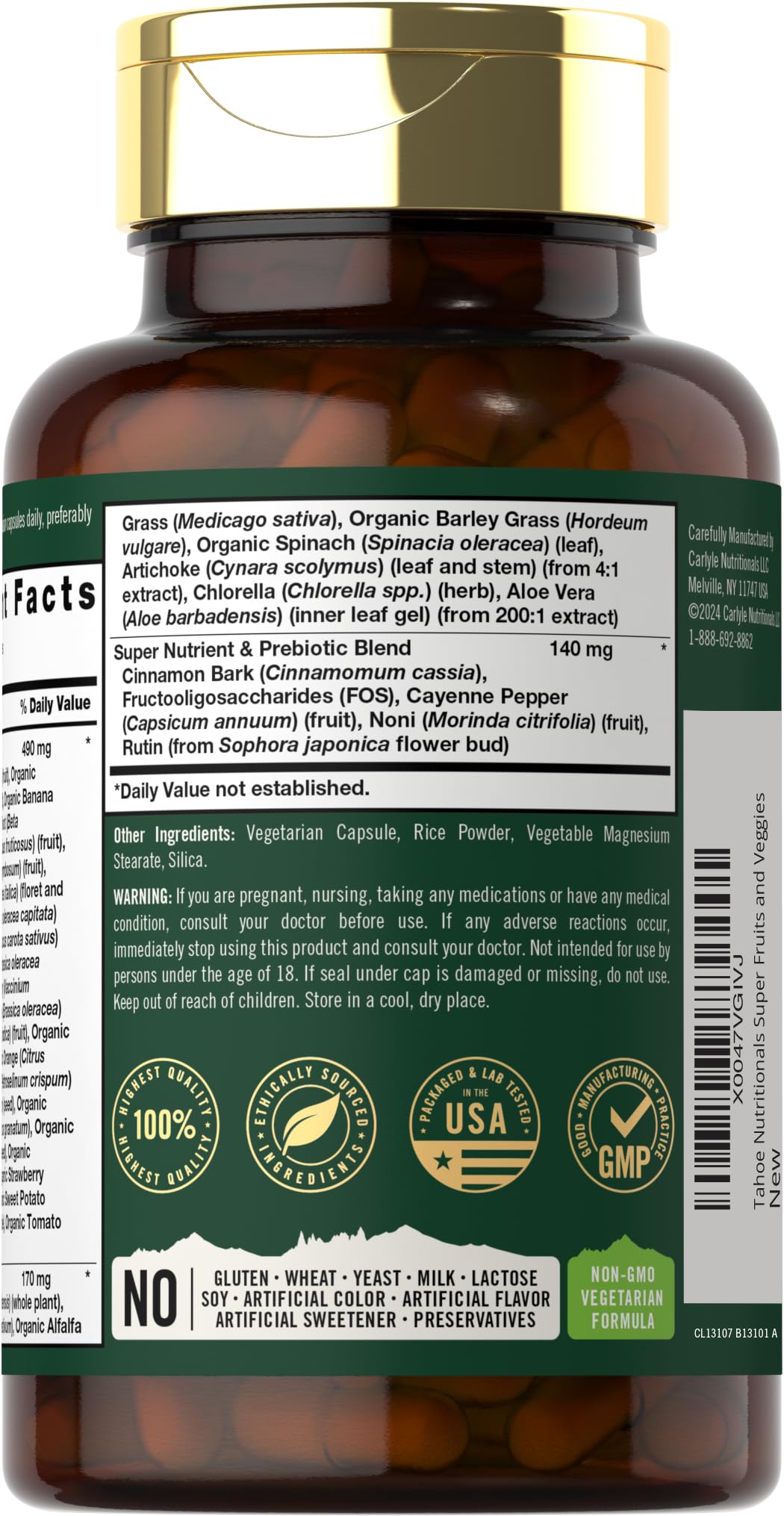 Tahoe Nutritionals Super Fruits and Veggies Capsules | 90 Count | Vegetarian, Non-GMO and Gluten Free Supplement Tahoe Nutritionals uk supplements