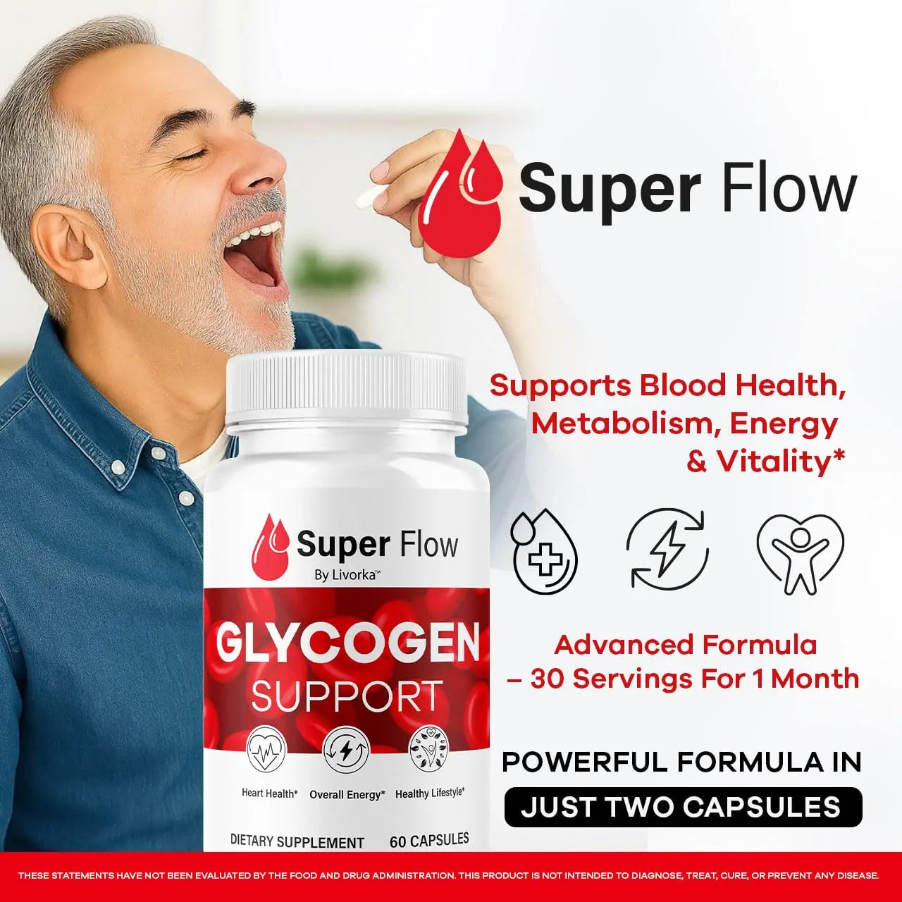 (2 Pack) Super Flow Glycogen Capsules - Official SuperFlow Advanced Glycogen Support Pills - Maximum Strength, Natural Formula Vitamins for Overall Health & Wellness Reviews, 120 Capsules for 2 Months LIVORKA uk supplements