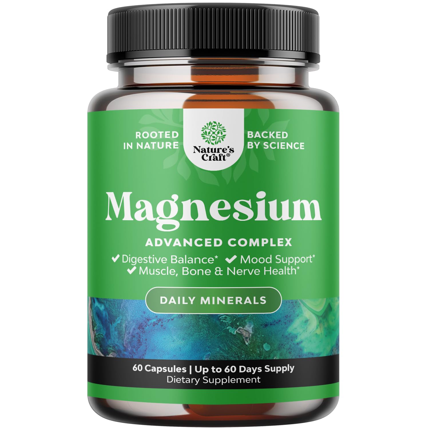 High Absorption Magnesium Complex Supplement - Magnesium Oxide 500mg with Citrate 500mg for Sleep and Mood Support - Pure Citrate per Serving for Muscle Stomach and Digestion - 60 Count Natures Craft uk supplements