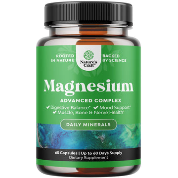 High Absorption Magnesium Complex Supplement - Magnesium Oxide 500mg with Citrate 500mg for Sleep and Mood Support - Pure Citrate per Serving for Muscle Stomach and Digestion - 60 Count Natures Craft uk supplements
