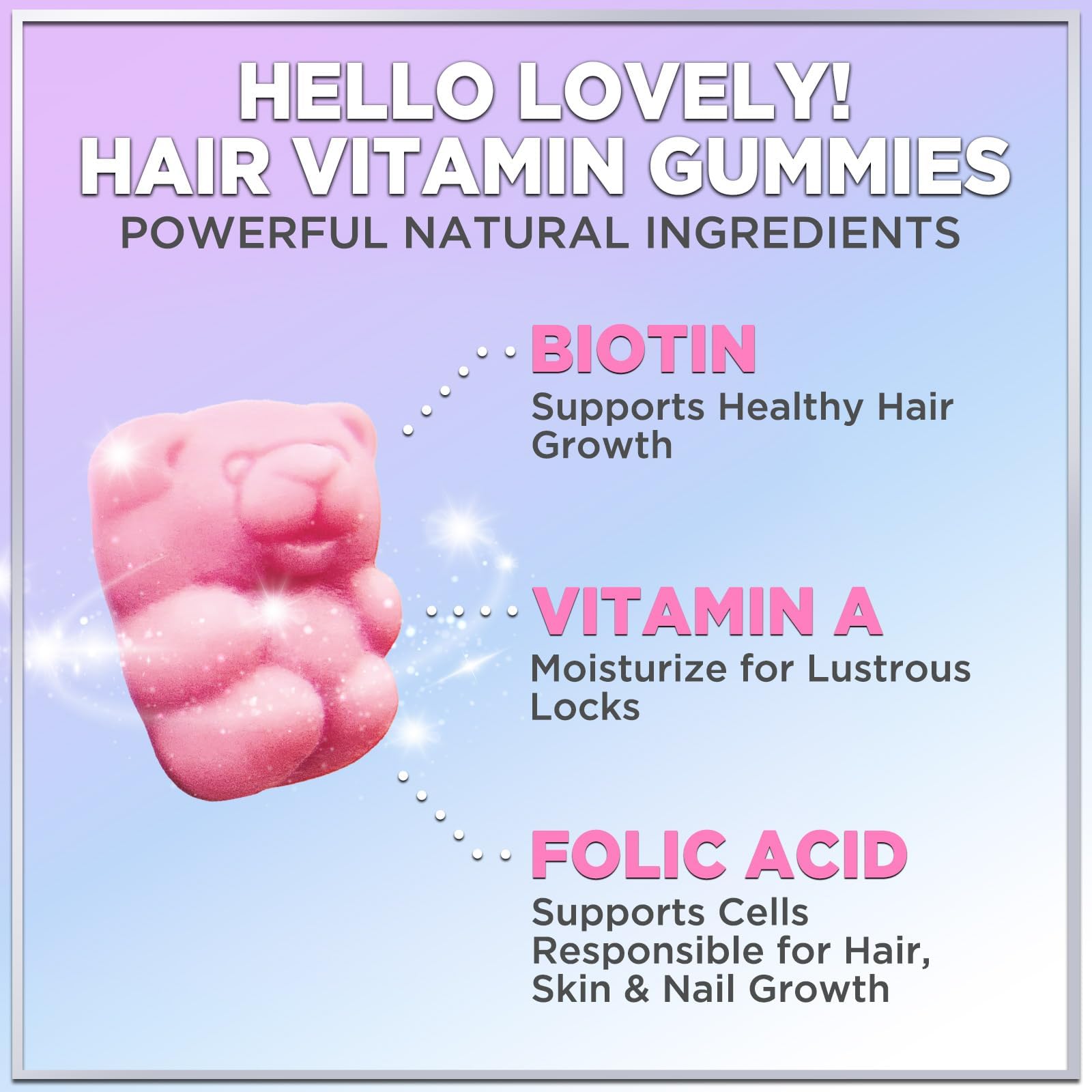 Hello Lovely! Hair Vitamins Gummies with Biotin 5000 mcg Vitamin E & C Support Hair Growt Hello Lovely! uk supplements