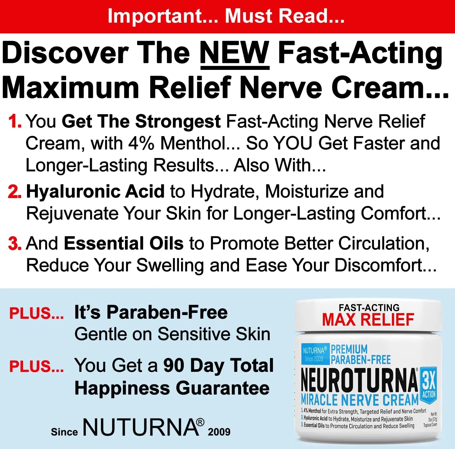 Neuropathy Nerve Relief Cream - Premium Nerve Cream 3X Action for Targeted Relief and Soothing Nerve Comfort - Maximum Strength with 4% Menthol, MSM for Feet Hands Legs Toes & Back - Extra Large 6 Oz Nuturna uk supplements