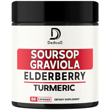 DEDICAD 11in1 Graviola Soursop Capsules - Blended with Elderberry, Turmeric, Ginger, Milk Thistle, Cranberry & More - Support Positive Mood, Immune System & Body Management DEDICAD uk supplements