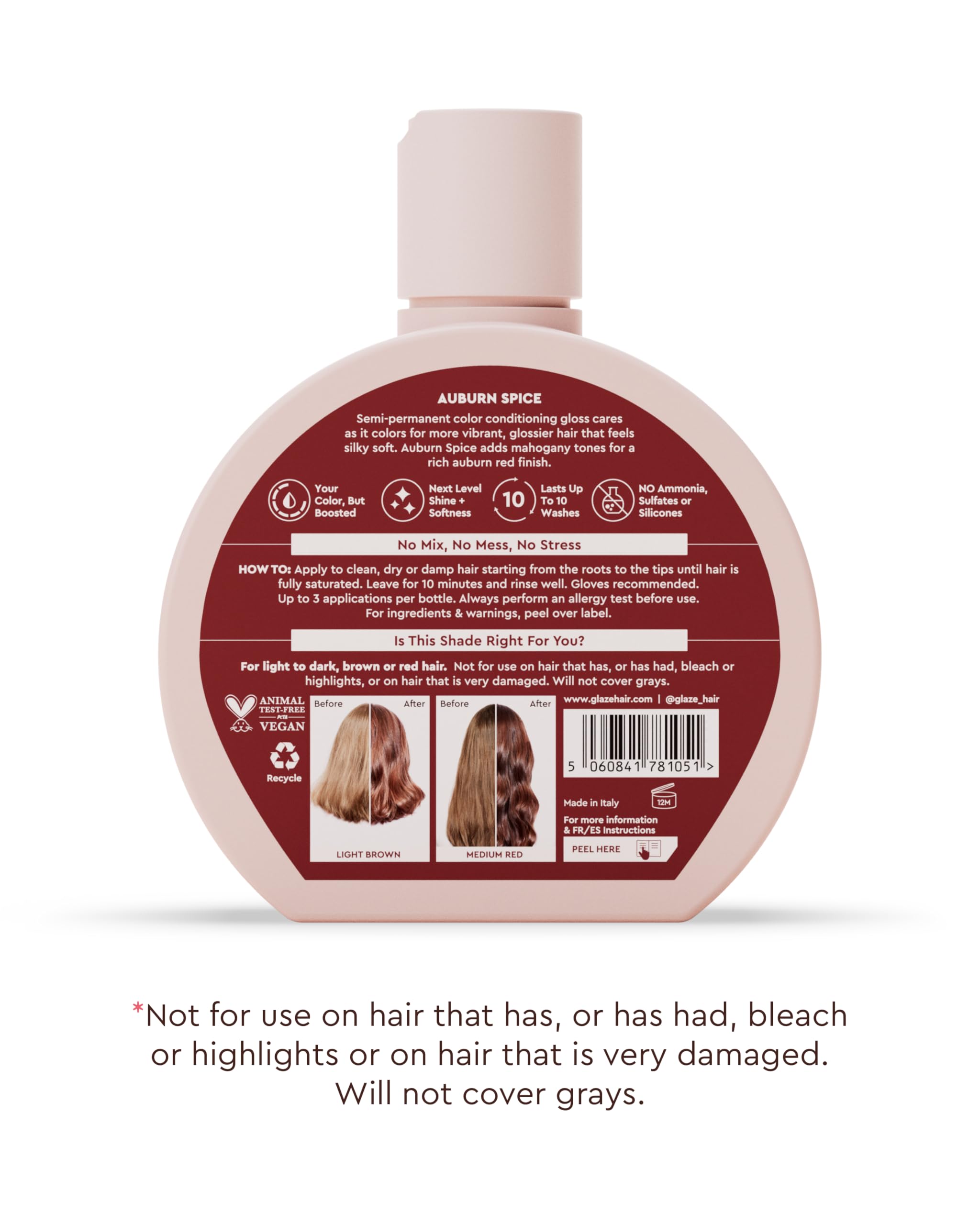 Glaze Color Conditioning Gloss - Tinted Moisturizer for Brown or Red Hair, Boosts Color and Shine, Repairs Damage - Auburn Spice, 6.4 oz glaze uk supplements