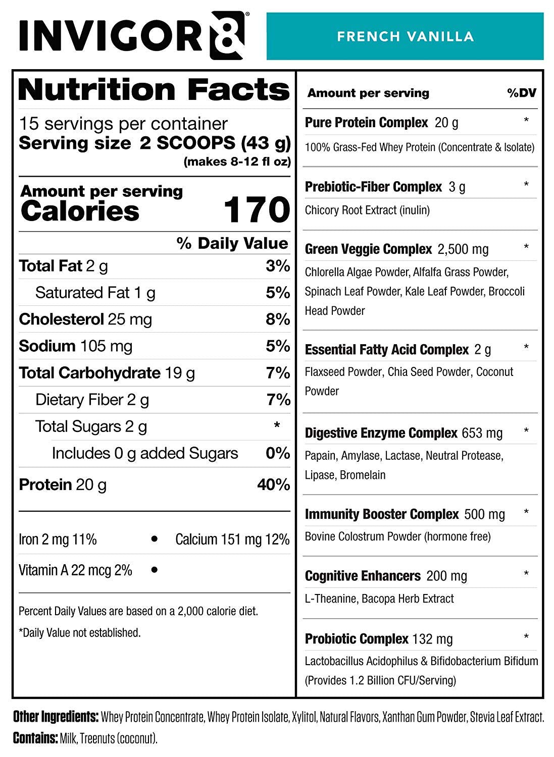 INVIGOR8 Superfood Grass Fed Whey Protein Isolate Shake French Vanilla Gluten-Free INVIGOR8 uk supplements