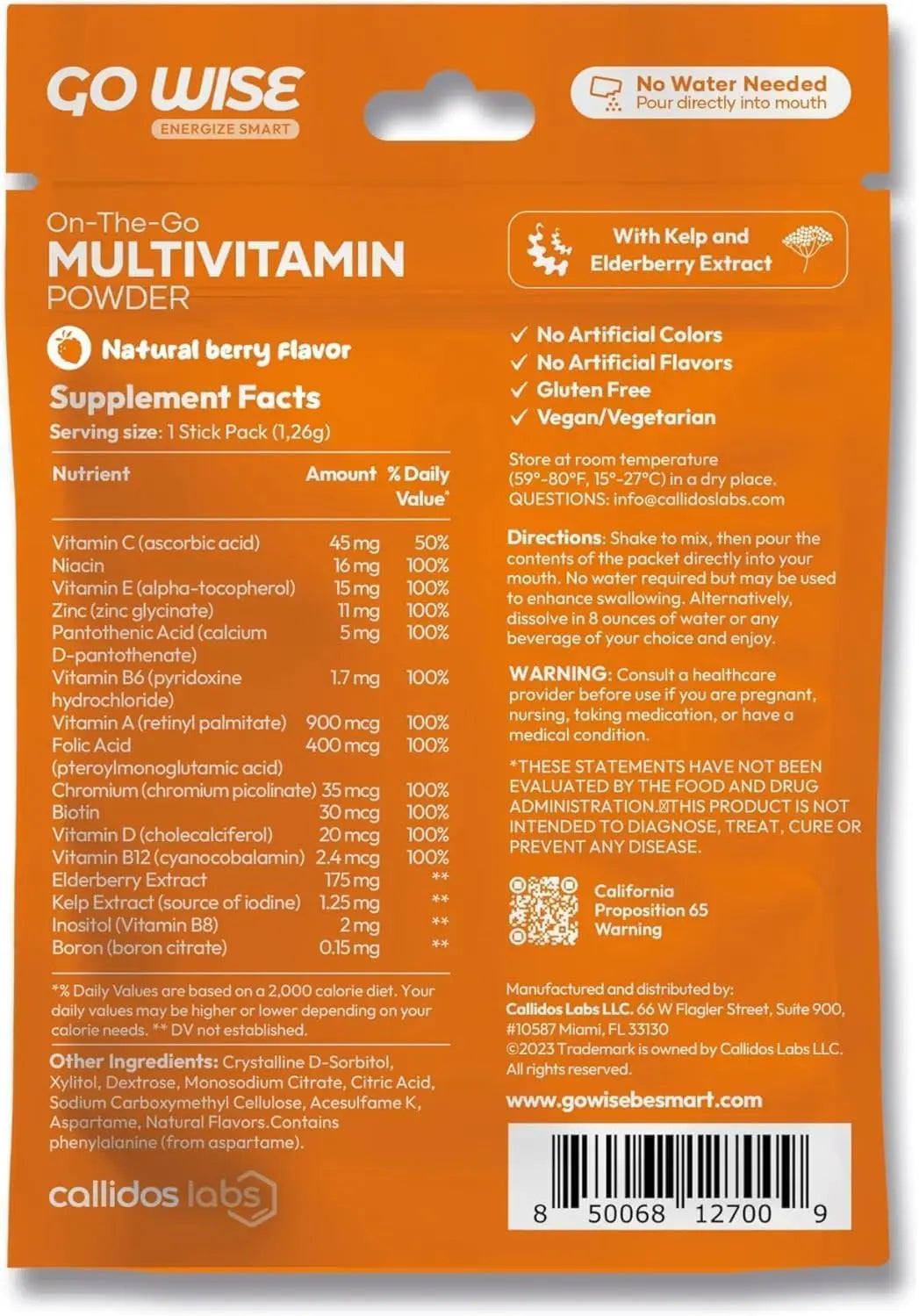 Go Wise On The Go Multivitamin Powder, 14 Vegan Daily Vitamin Packets for Men & Women, Natural Berry Flavor Go Wise uk supplements