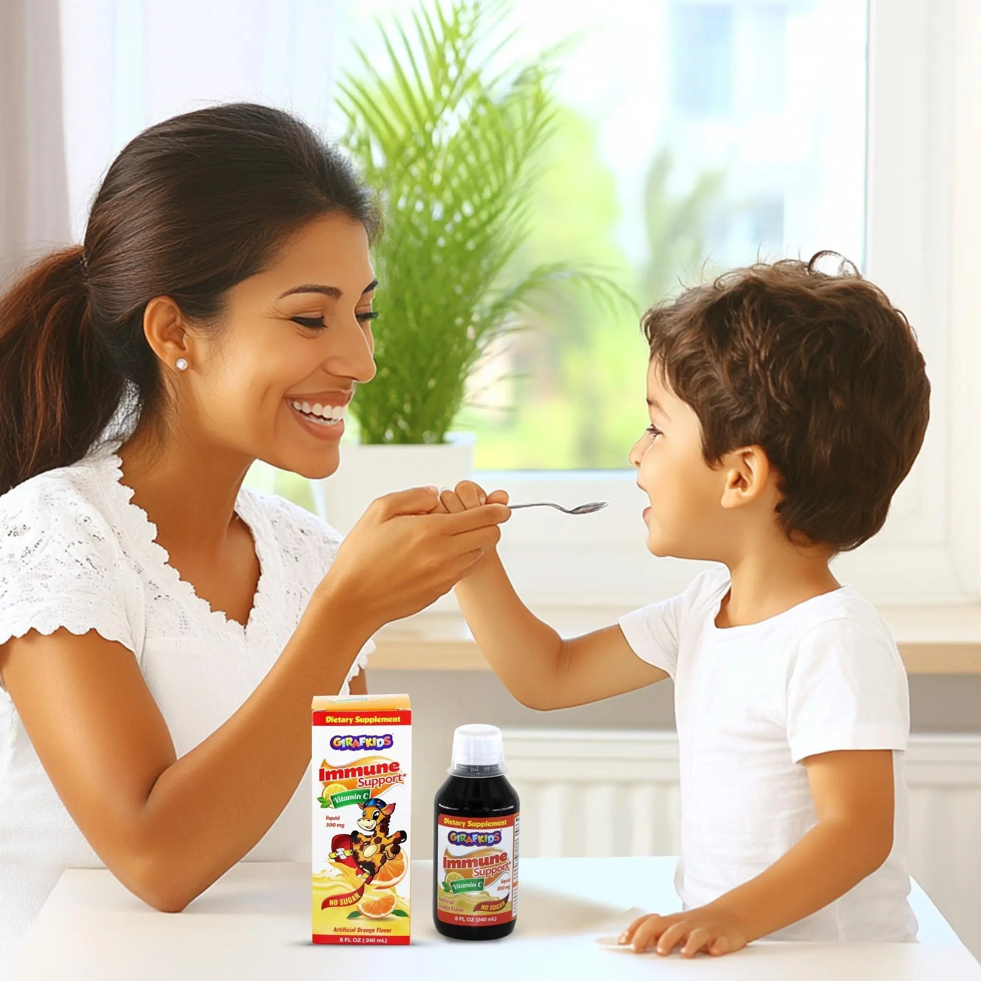 GirafKids Multivitamin Syrup + Liquid Vitamin C Bundle for Kids Ages 4+ | Omega-3, Beta Glucan, Folic Acid & Antioxidant Support | Peach & Orange Flavors PHARMADEL uk supplements