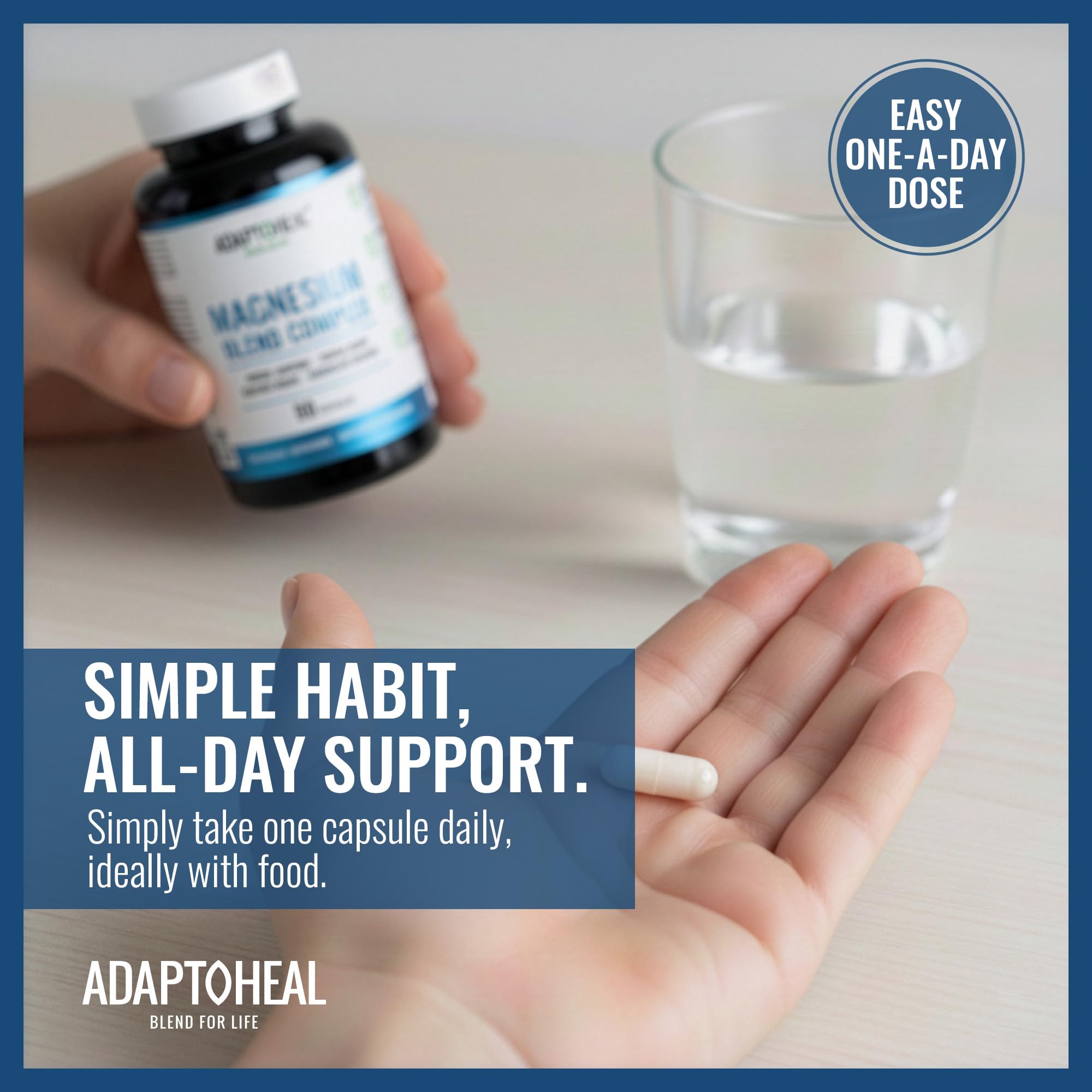 ADAPTOHEAL Magnesium Complex – Glycinate, Malate & Citrate with Vitamin B6, Sleep Support, Stress Relief, Muscle Relaxation, Nervous System Support – 90 Capsules ADAPTOHEAL uk supplements