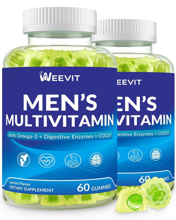 WEEVIT Mens Multivitamins Gummies, Omega 3, CoQ10, Turmeric, Lycopene, Digestive Enzymes, Daily Mens Vitamins A C D E B6 B12 WEEVIT uk supplements