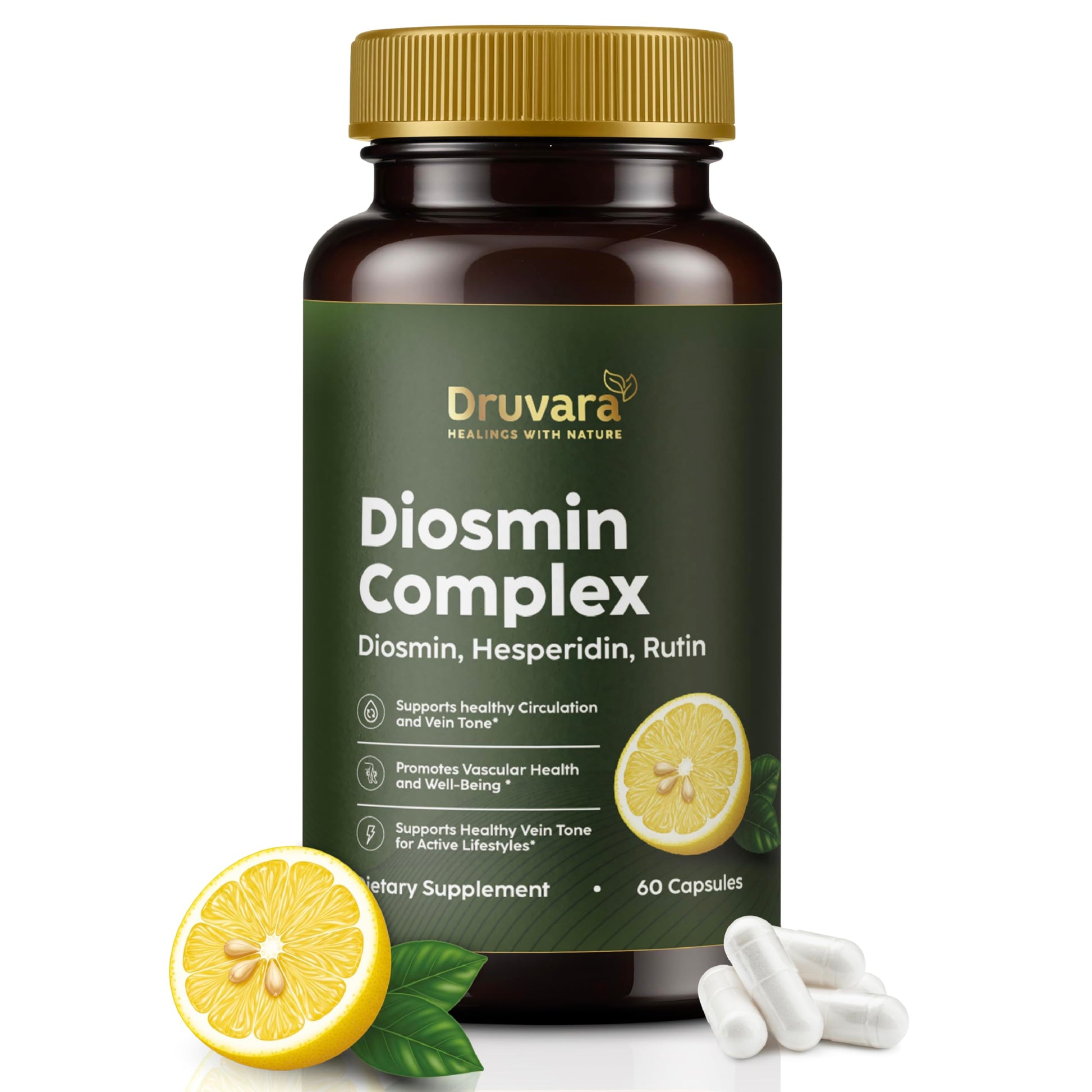 Druvara Diosmin Hesperidin with Rutin & B Vitamins | Vein Support Supplement for Leg Comfort, Healthy Circulation, Vein Strength & Improved Mobility - 60 Capsules Druvara uk supplements