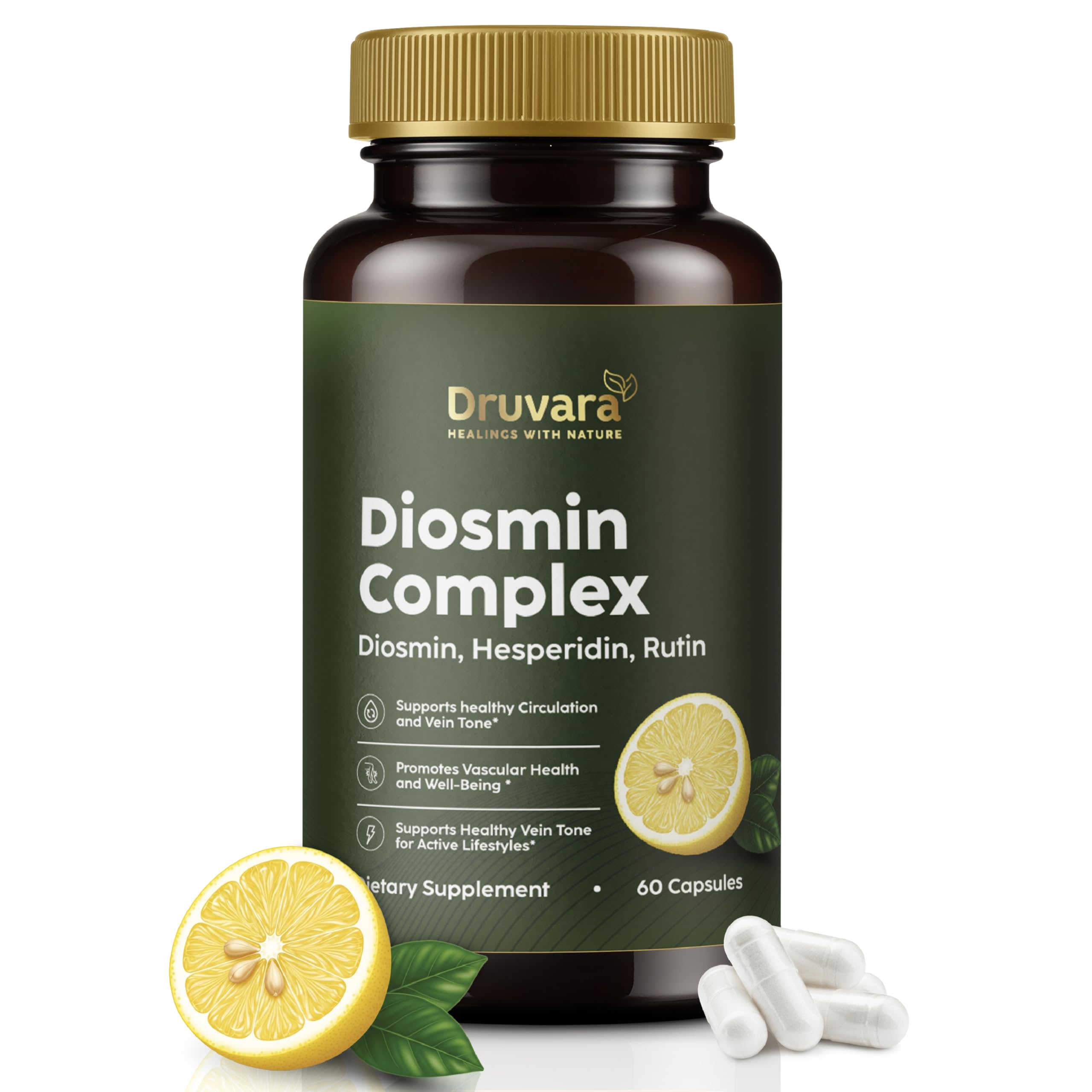Druvara Diosmin Hesperidin with Rutin & B Vitamins | Vein Support Supplement for Leg Comfort, Healthy Circulation, Vein Strength & Improved Mobility - 60 Capsules Druvara uk supplements