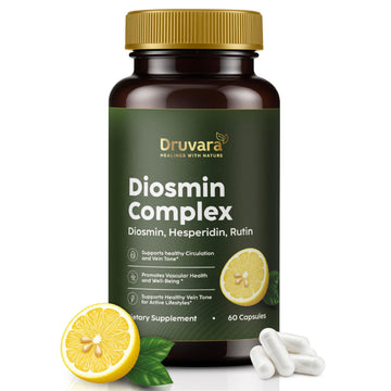 Druvara Diosmin Hesperidin with Rutin & B Vitamins | Vein Support Supplement for Leg Comfort, Healthy Circulation, Vein Strength & Improved Mobility - 60 Capsules Druvara uk supplements