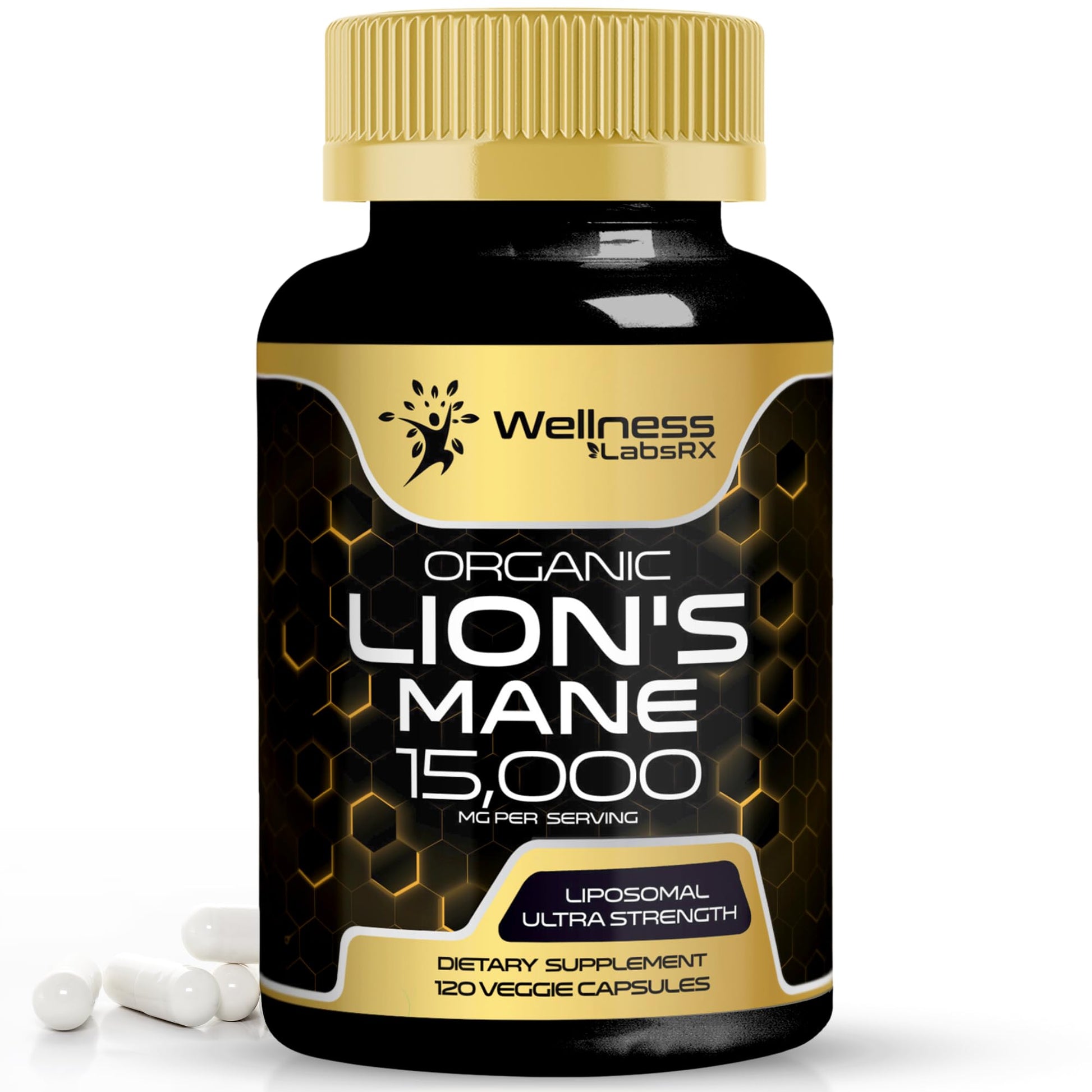 Lions Mane Supplement Capsules - 120 Count - Mushroom Supplement, Brain Supplements WELLNESS LABSRX uk supplements