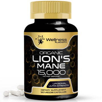 Lions Mane Supplement Capsules - 120 Count - Mushroom Supplement, Brain Supplements WELLNESS LABSRX uk supplements