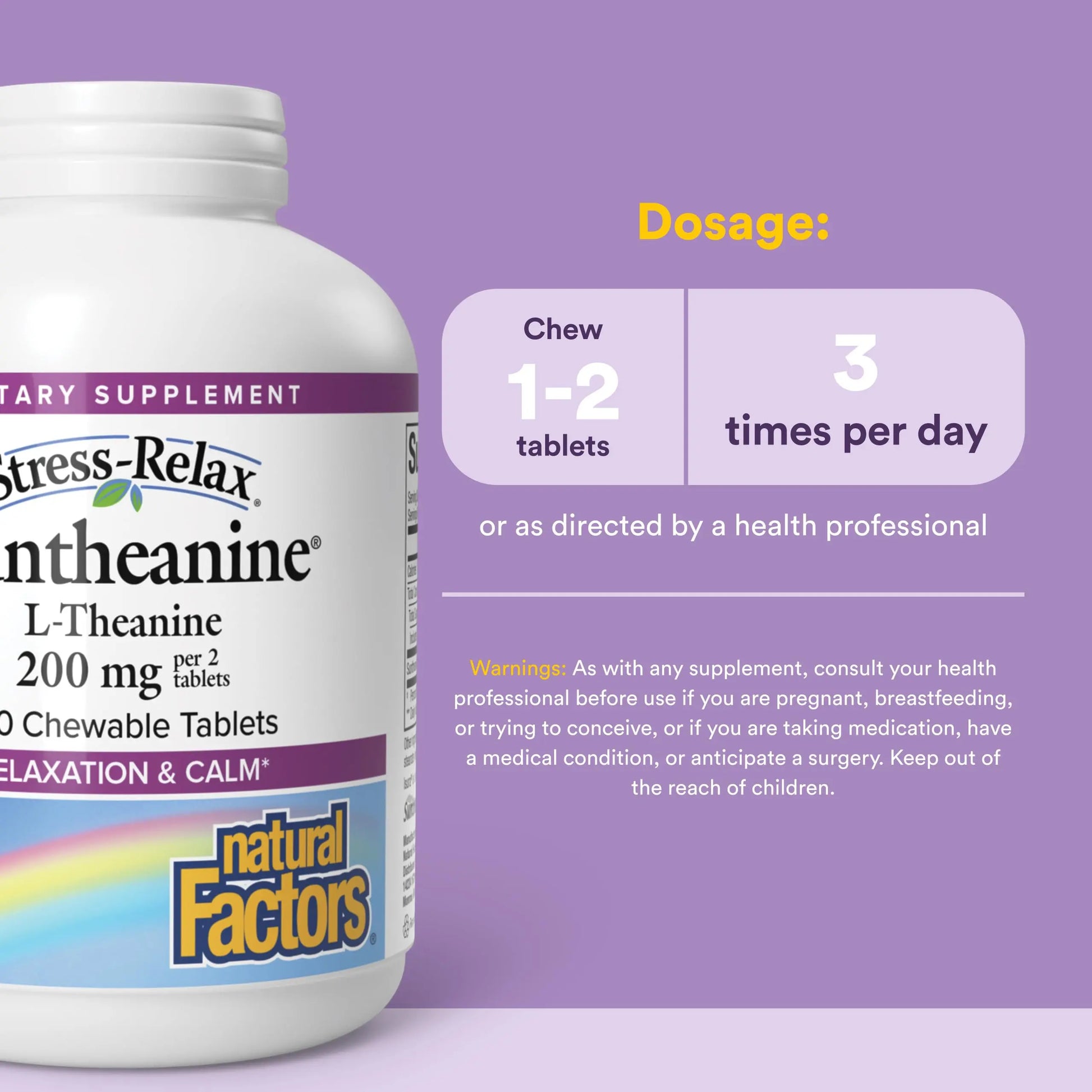 Natural Factors Suntheanine L-Theanine 100 mg - Health Supplement for Calm Outlook - L-Theanine Supplement Supports Relaxing Sleep & Aids Against Drowsiness Natural Factors uk supplements