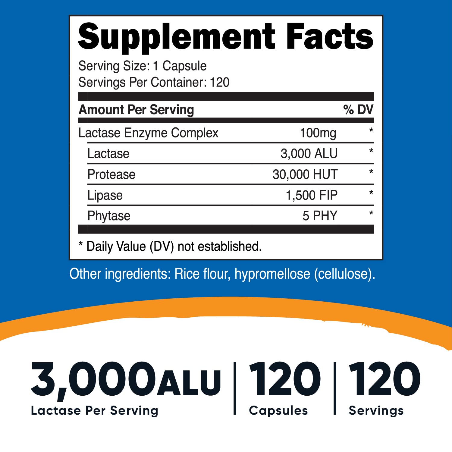 Nutricost Lactase Enzyme Complex 3,000 FCC ALU, 120 Veggie Capsules - Non-GMO Nutricost uk supplements