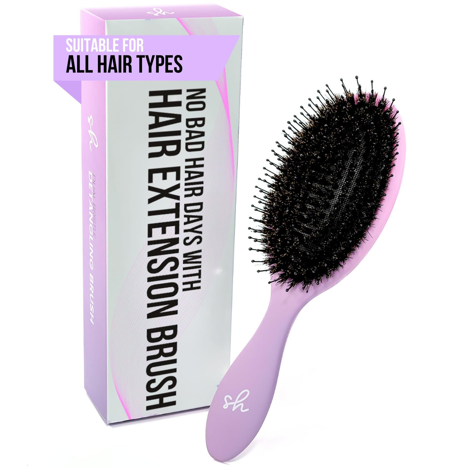 SimplyHair Ultimate Hair Extension Brush & Detangler Anti-Static, Dual Bristle Design, Soft Boar Bristle, Great for All Hair Types & Extensions - Pink & Purple Ombre Brush Ideal for Adults & Kids Simply Hair uk supplements