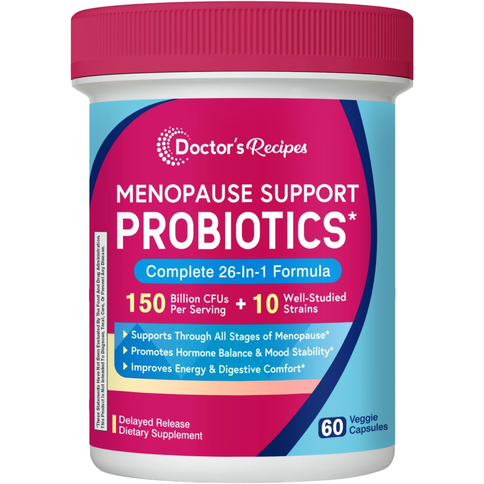 Doctor's Recipes Menopause Probiotic Supplements for Women, Black Cohosh for Menopause Hot Flashes, Probiotics with Ashwagandha, Dong Quai, Supports Energy, 60 Capsules Doctor's Recipes uk supplements