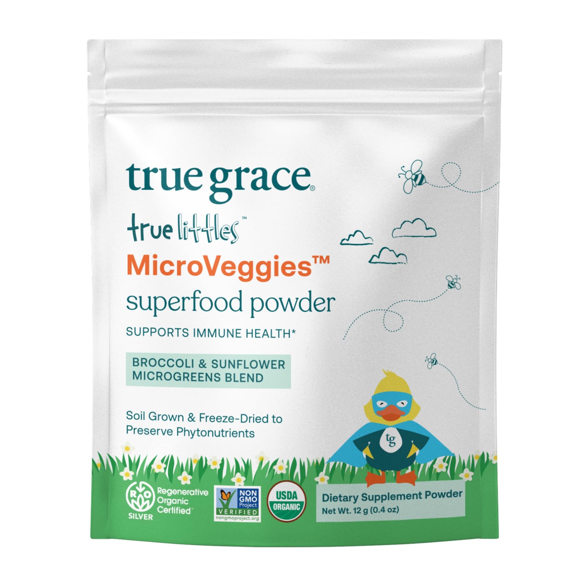 True Grace True Littles MicroVeggies - 0.4 oz - Kids Daily Superfood Powder for Immune Health - Gluten & Soy Free, Vegan, Regenerative Organic Certified - 30 Servings True Grace uk supplements