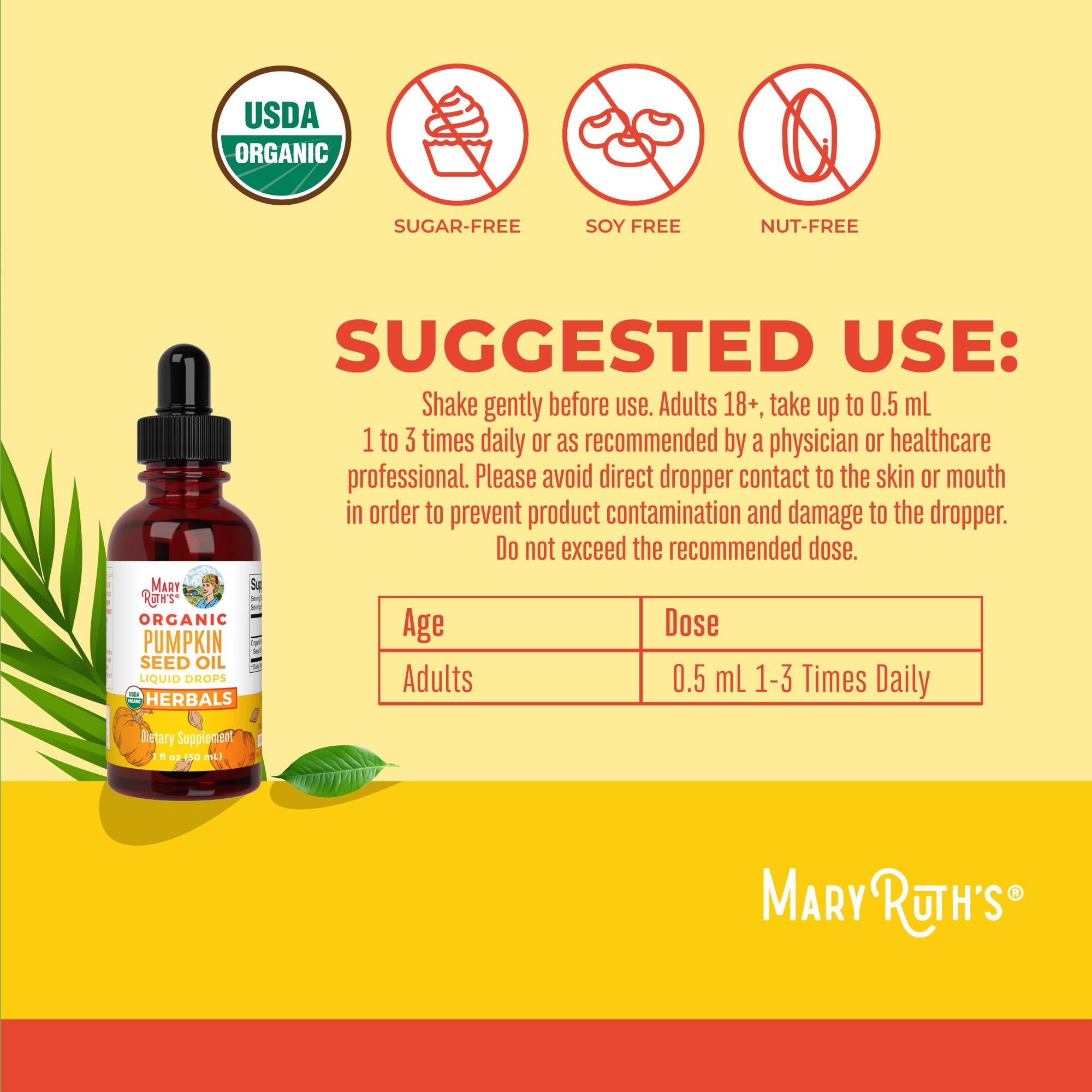 MaryRuth Organics Pumpkin Seed Oil Cold Pressed | 2 Month Supply | USDA Organic Pumpkin Seed Liquid Drops for Men and Women | Urinary Health in Men | Sugar Free | Vegan | Non-GMO | 60 Servings MARYRUTH'S uk supplements