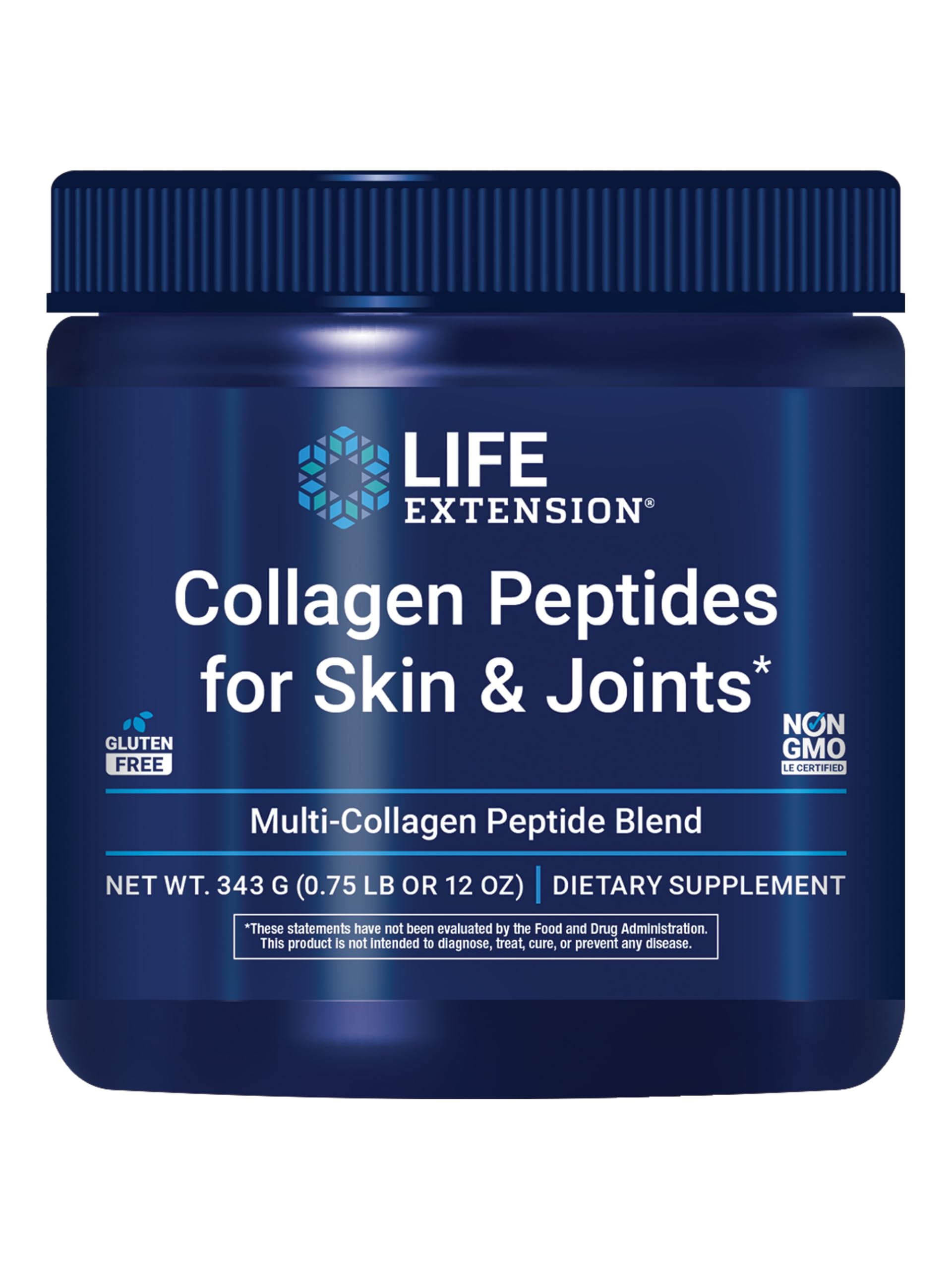 Life Extension Collagen Peptides for Skin & Joints, Collagen Types I, II & III in an Easy-Mix Powder, Gluten Free, Non-GMO, net Weight 343 Grams Life Extension uk supplements