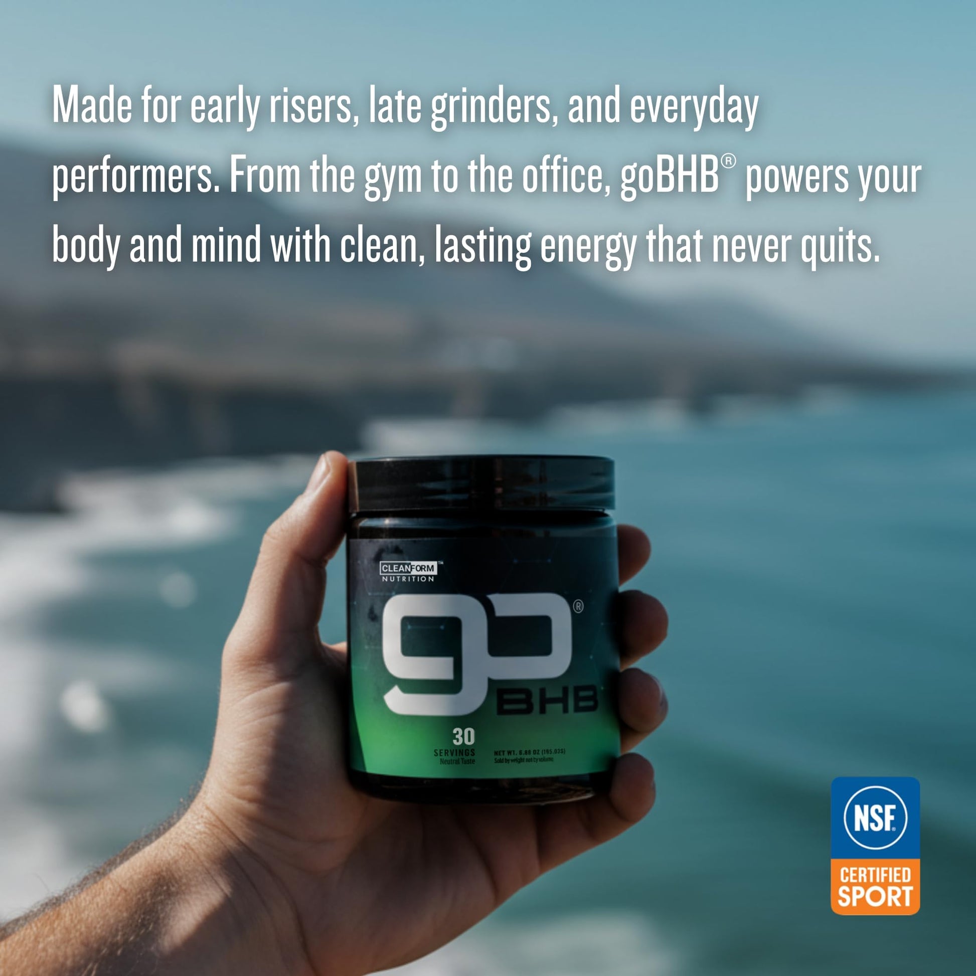 CleanForm Nutrition goBHB® Clean Energy Powder | NSF Sport Certified | Cellular Fuel with BHB Salts | Enhances Endurance, Mental Clarity, Hydration & Recovery | No Caffeine or Sugar | Neutral Flavor CleanForm Nutrition uk supplements