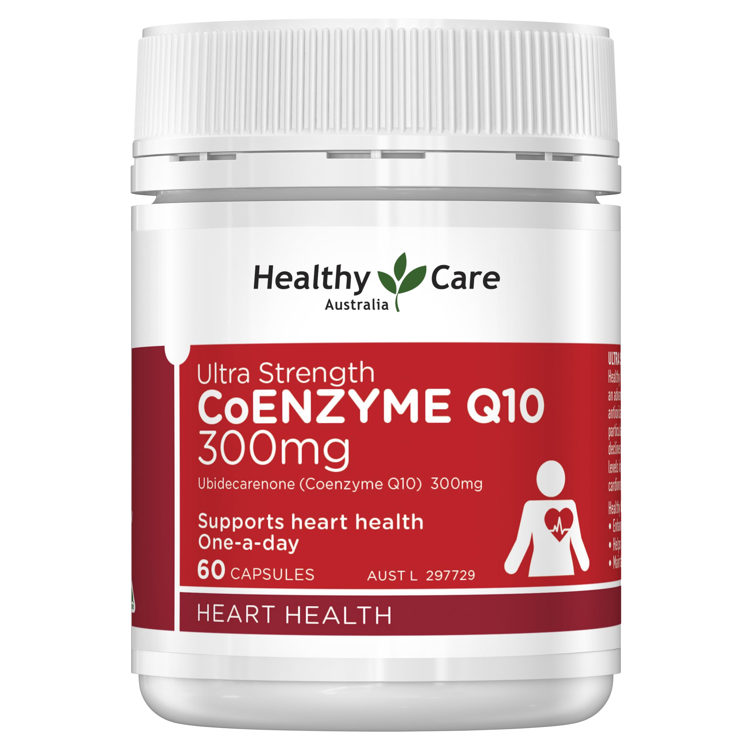 Healthy Care Ultra Strength 300mg Co Enzyme Q10 Capsules, Red, 60 Count | Supports Healthy Care uk supplements