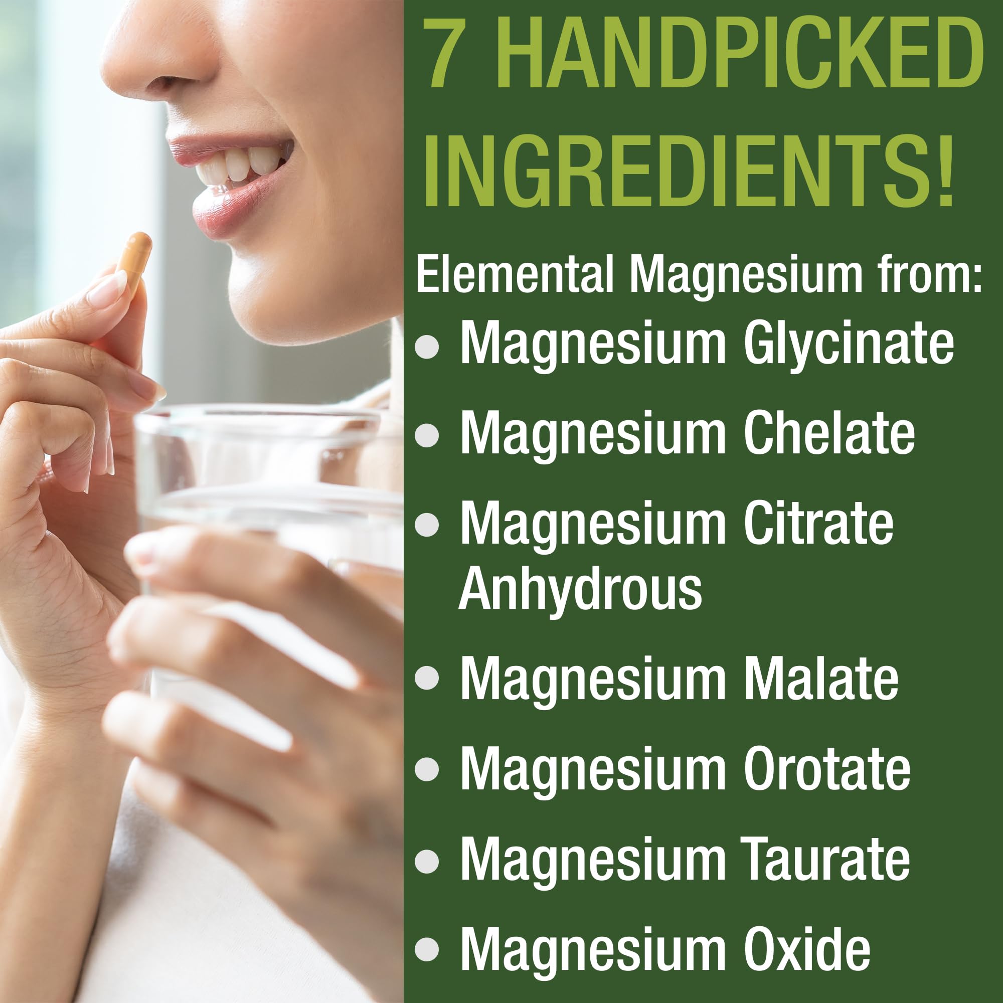 Magnesium Glycinate + Citrate + Malate + Chelate + Orotate + Taurate + Oxide. 7 Forms of Magnesium Complex. 500mg Supplement Capsules for Women & Men. 2 Pills for Sleep, Leg Cramps, Muscles Peak Performance uk supplements