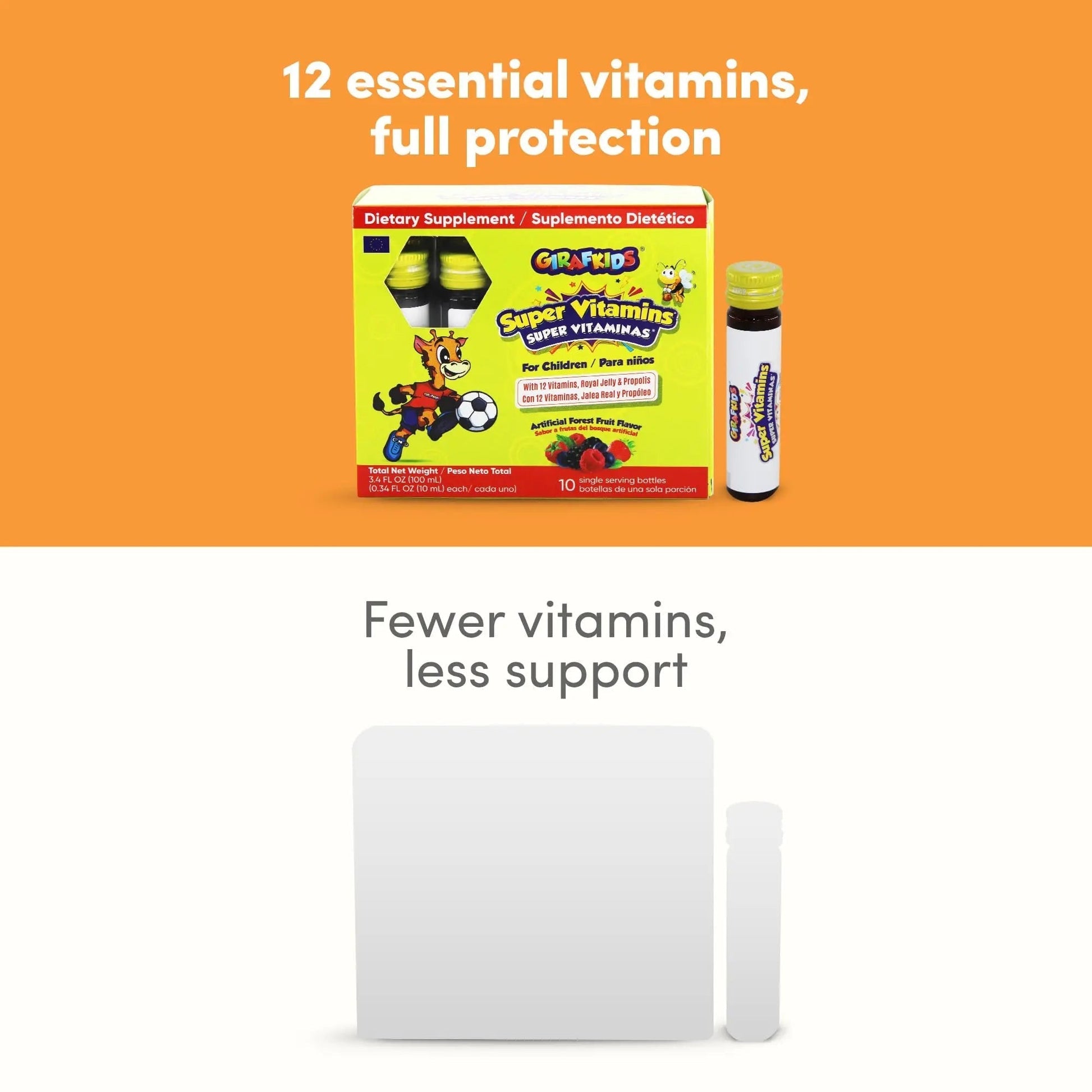 GirafKids Super Vitamins for Kids with Royal Jelly and Propolis, 10 multivitamin servings - Wellness Formula Vitamin C, B Complex, D3, E & Folic Acid PHARMADEL uk supplements