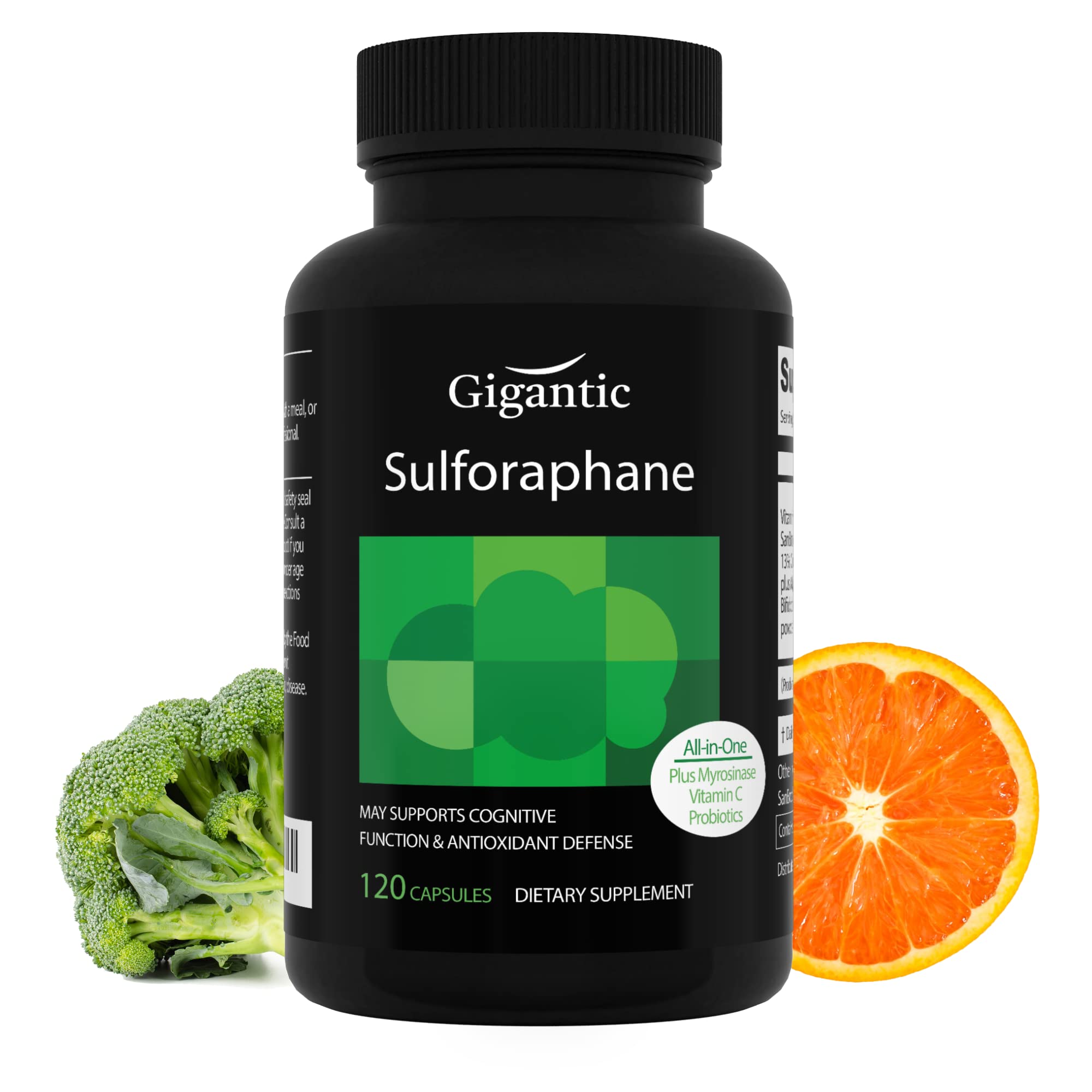 GIGANTIC Sulforaphane + Myrosinase 10mg (120 Capsules) - Includes Vitamin C GIGANTIC uk supplements