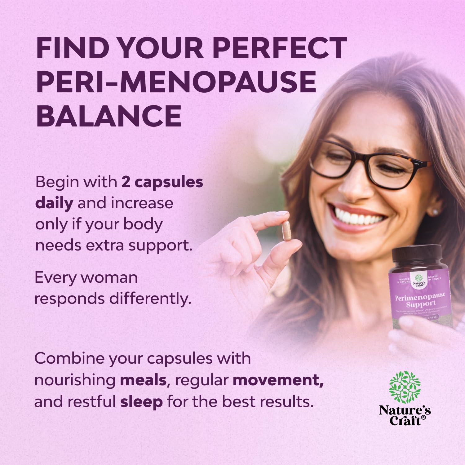 Complete Perimenopause Supplement for Women - Multibenefit Menopause Ease for Women with Maca Root Vitex Berry & Black Cohosh for Hot Flashes Night Sweats Hormone Balance and Mood Support - 60 Count Natures Craft uk supplements