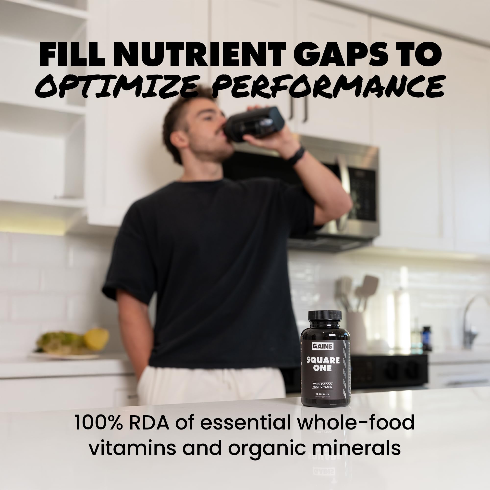 Gains in Bulk Square 1 Multivitamin and Mineral Supplement for Women and Men, Vitamins, Digestive Enzymes and Organic Minerals for Muscle Health, Performance and Immune Support, 90 Capsules GAINS IN BULK GAINSINBULK.COM uk supplements