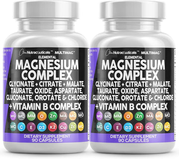 Clean Nutraceuticals Magnesium Complex with Magnesium Glycinate Citrate Malate Oxide Taurate Aspartate Orotate & Mag Chloride, Zinc Copper Manganese (90 Count (Pack of 2)) Clean Nutraceuticals uk supplements