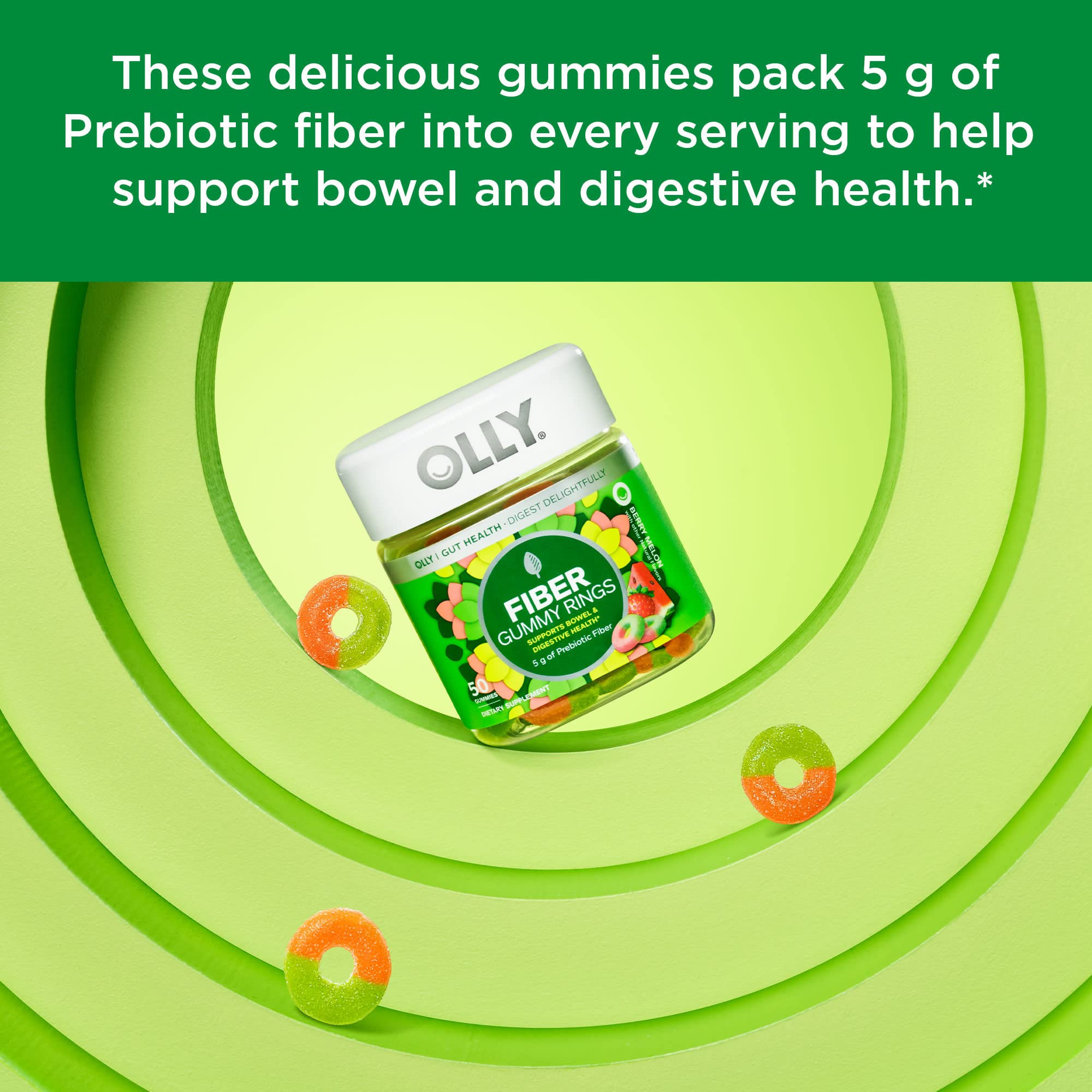 OLLY Fiber Gummy Rings, 5g Prebiotic Fiber, FOS (Fructo-oligosaccharides), Digestive OLLY uk supplements