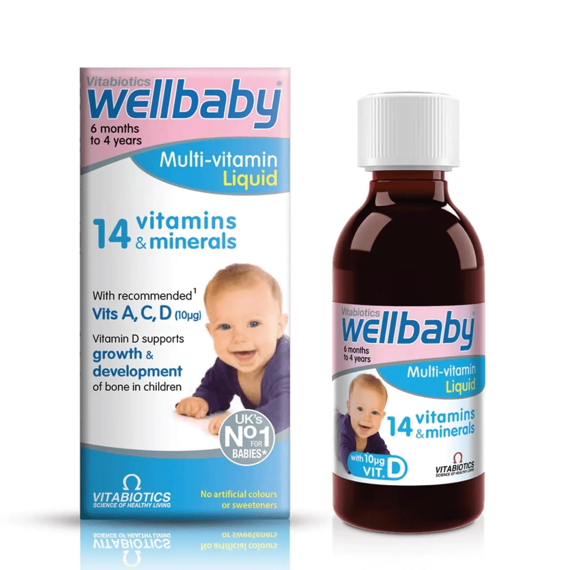 Vitabiotics Wellbaby Multi-Vitamin Liquid - Immune System Multivitamin for Infants and Babies Ages 6 Months to 4 Years - 150mL WELLBABY uk supplements