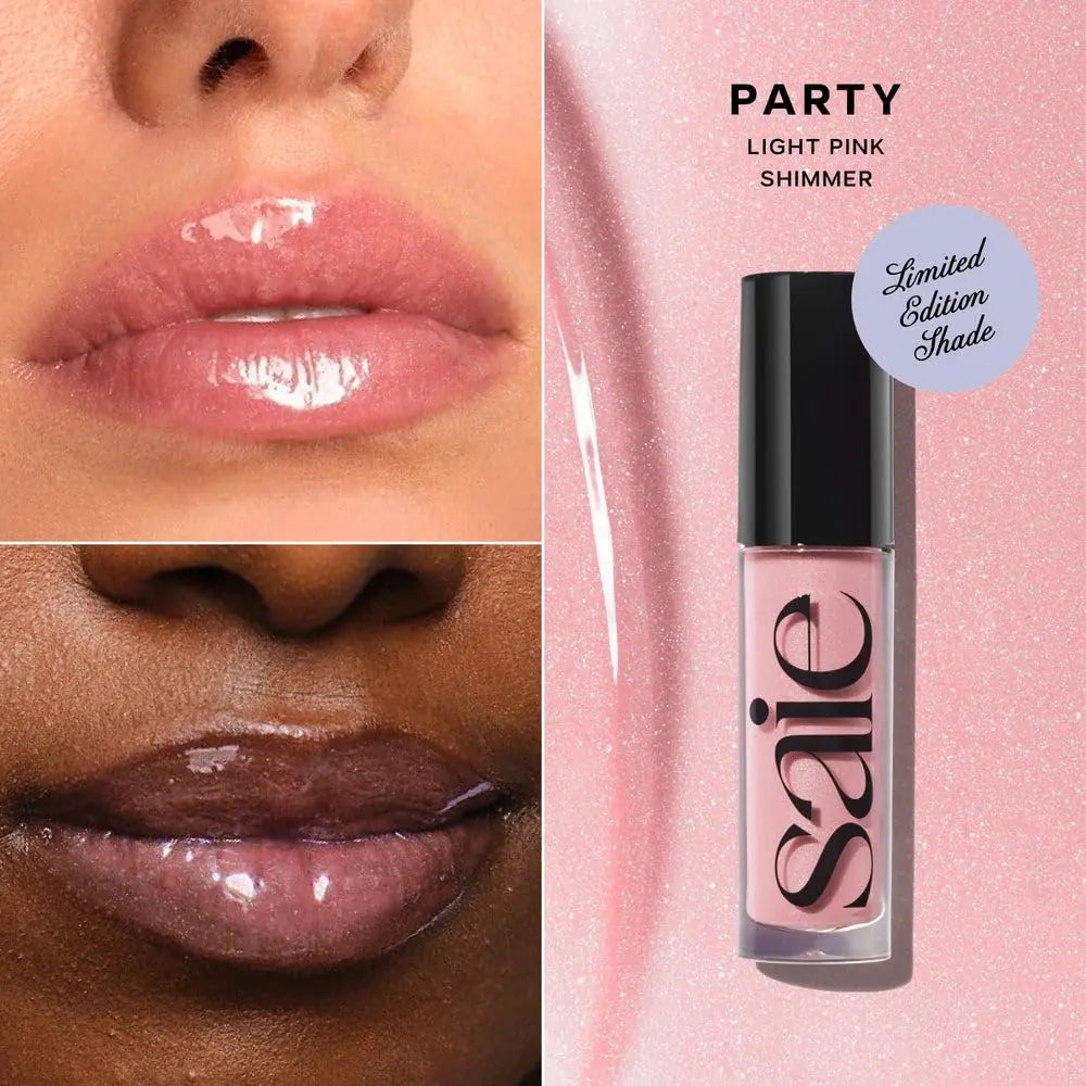 Saie Glossybounce High-Shine Hydrating Lip Gloss Oil - Sheer Tinted Lip Oil with Hyaluronic Acid + Jojoba Oil for Long-Lasting Moisture (.17 oz) (Disco + Bounce) Saie uk supplements
