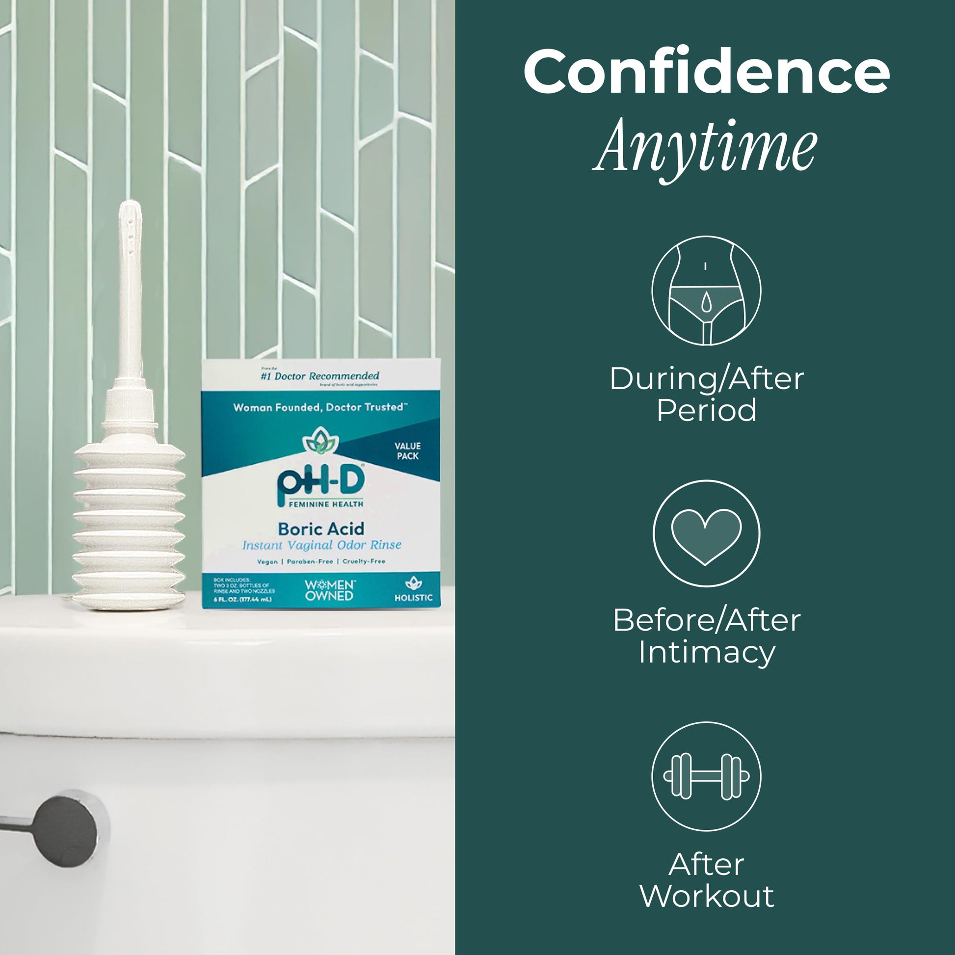 pH-D Feminine Health Support - Instant Odor Rinse with Boric Acid for Vaginal Odor - Vegan, Paraben-Free, Cruelty-Free, 6 Fl Oz Total, (3 Fl Oz, Pack of 2) pH-D Feminine Health Support uk supplements