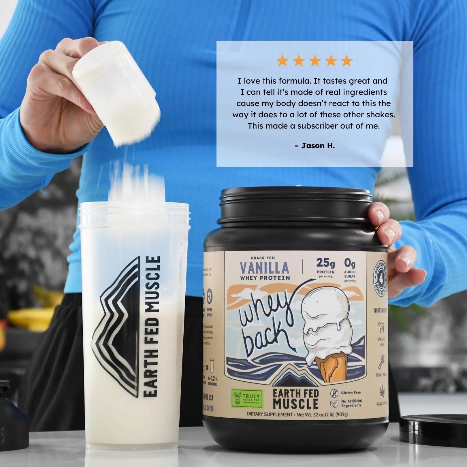 Earth Fed Muscle Whey Back Irish Grass Fed Whey Protein Isolate, Third-Party Certified. 25g Protein, Vanilla - Non-GMO, Hormone Free, Soy Free, Gluten Free - 2 LB, 29 Servings Earth Fed Muscle uk supplements