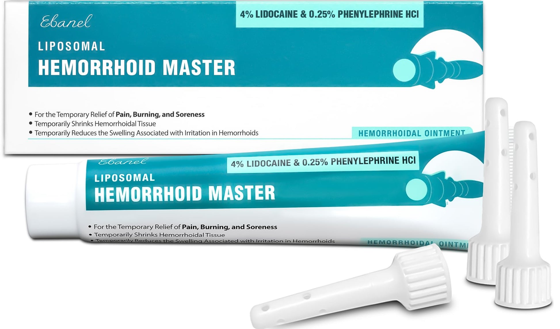 Ebanel 4% Lidocaine Hemorrhoid Treatment Ointment with Phenylephrine, Witch Hazel, Vitamin B6, Zinc Oxide, Frankincense, External and Internal Hemorrhoids Treatment Burn Itch Pain Relief Anal Cream Ebanel uk supplements