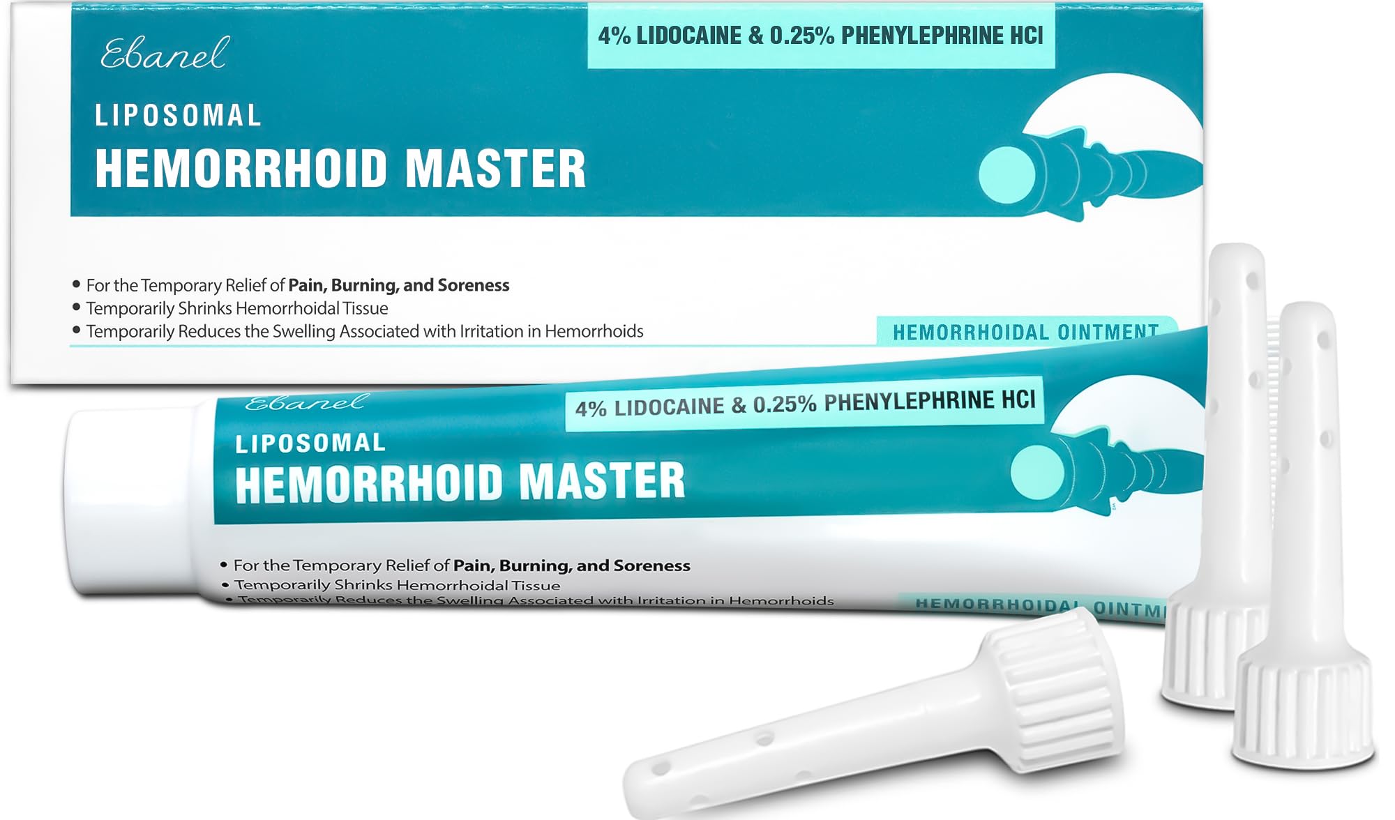 Ebanel 4% Lidocaine Hemorrhoid Treatment Ointment with Phenylephrine, Witch Hazel, Vitamin B6, Zinc Oxide, Frankincense, External and Internal Hemorrhoids Treatment Burn Itch Pain Relief Anal Cream Ebanel uk supplements