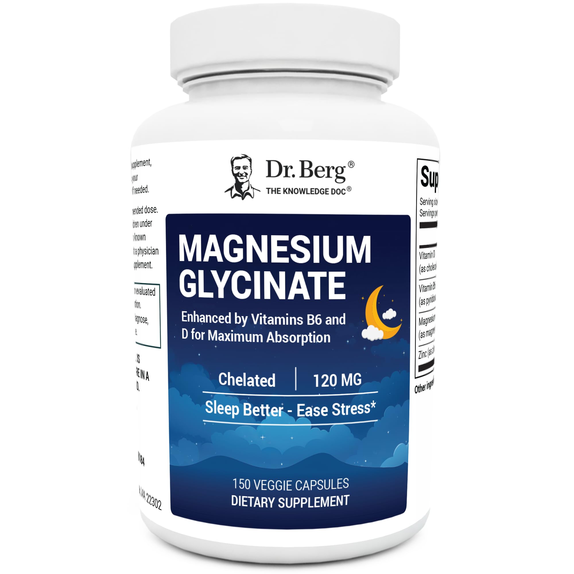 Dr. Berg Magnesium Glycinate 150ct – 4-in-1 Chelated for Muscle, Nerve, Sleep & Stress Support*– w/ D3, B6 & Zinc – 4X Lab-Tested – No Fillers – Formulated in USA, GMP-Certified Dr. Berg Nutritionals uk supplements